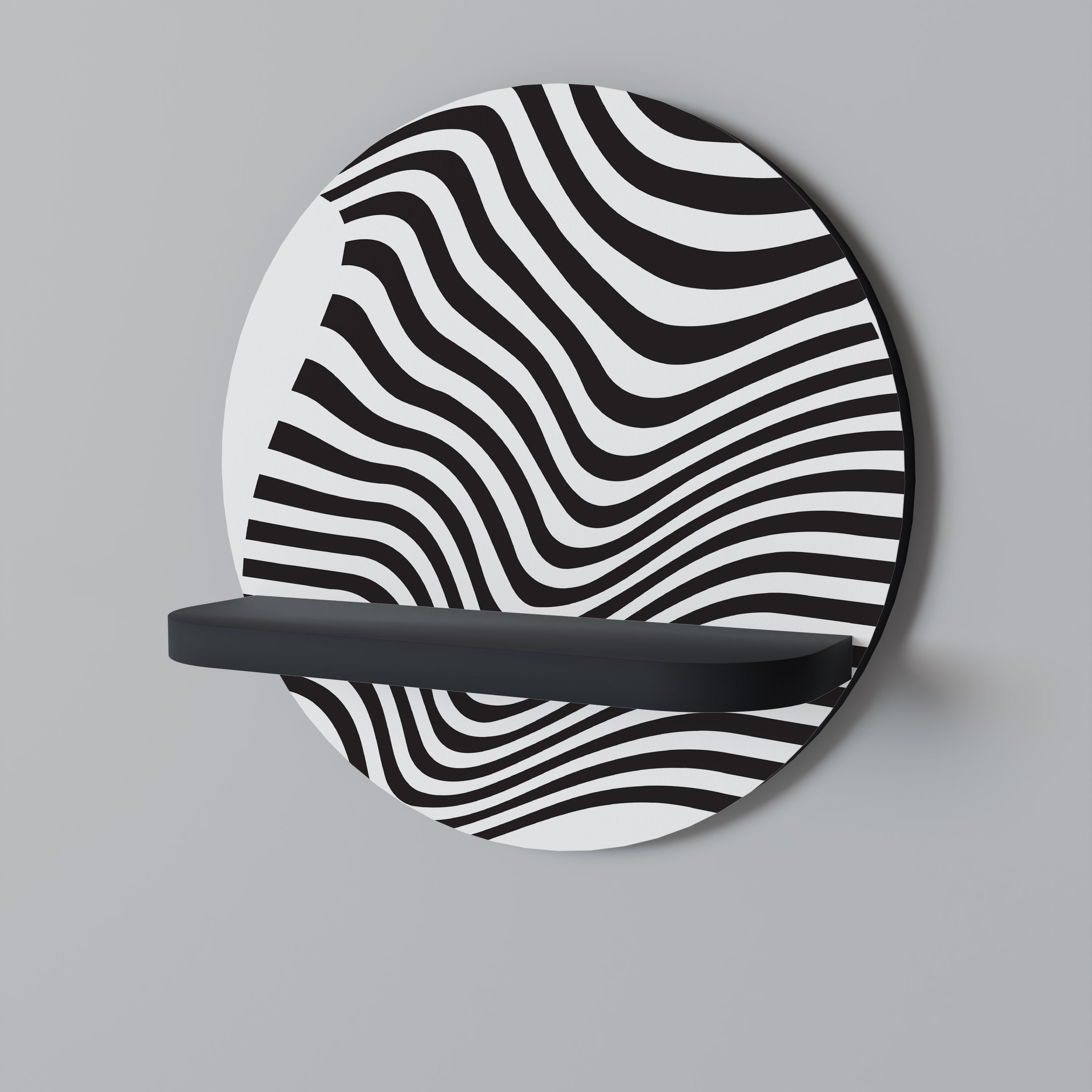 Estantería de arte redonda Illusionary Flow con acabado negro