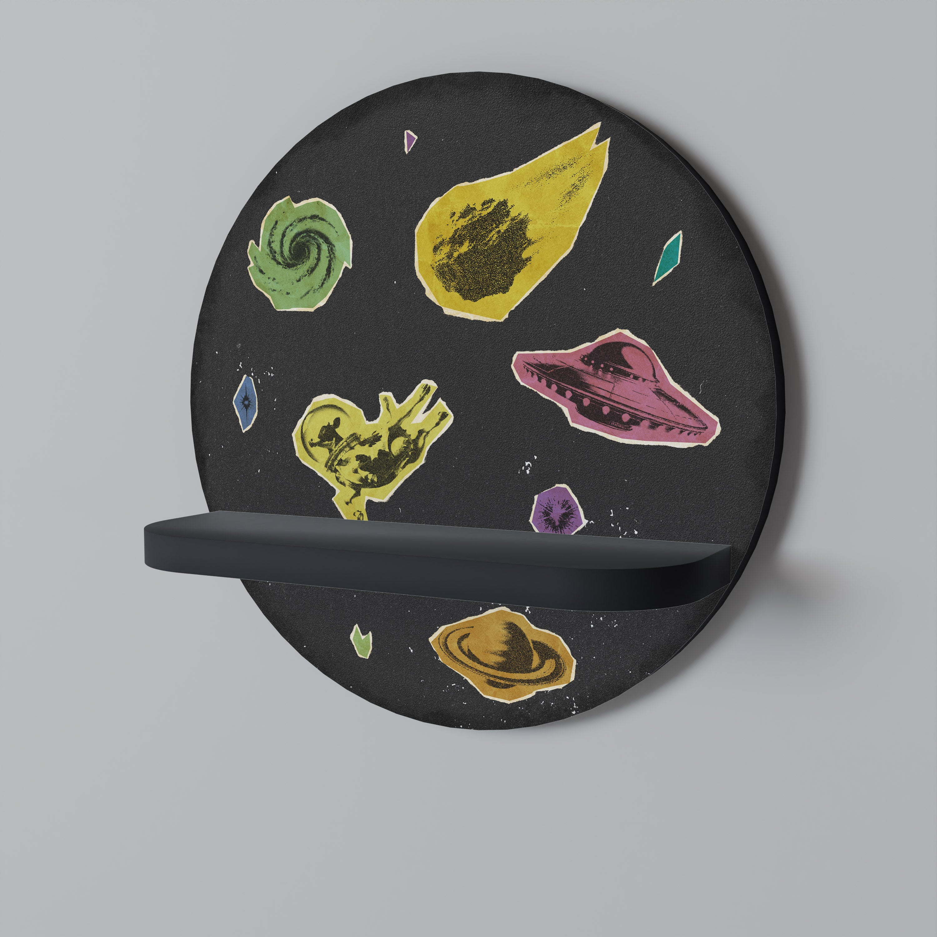 Estantería de arte redonda GALAXY MORSEL con acabado negro