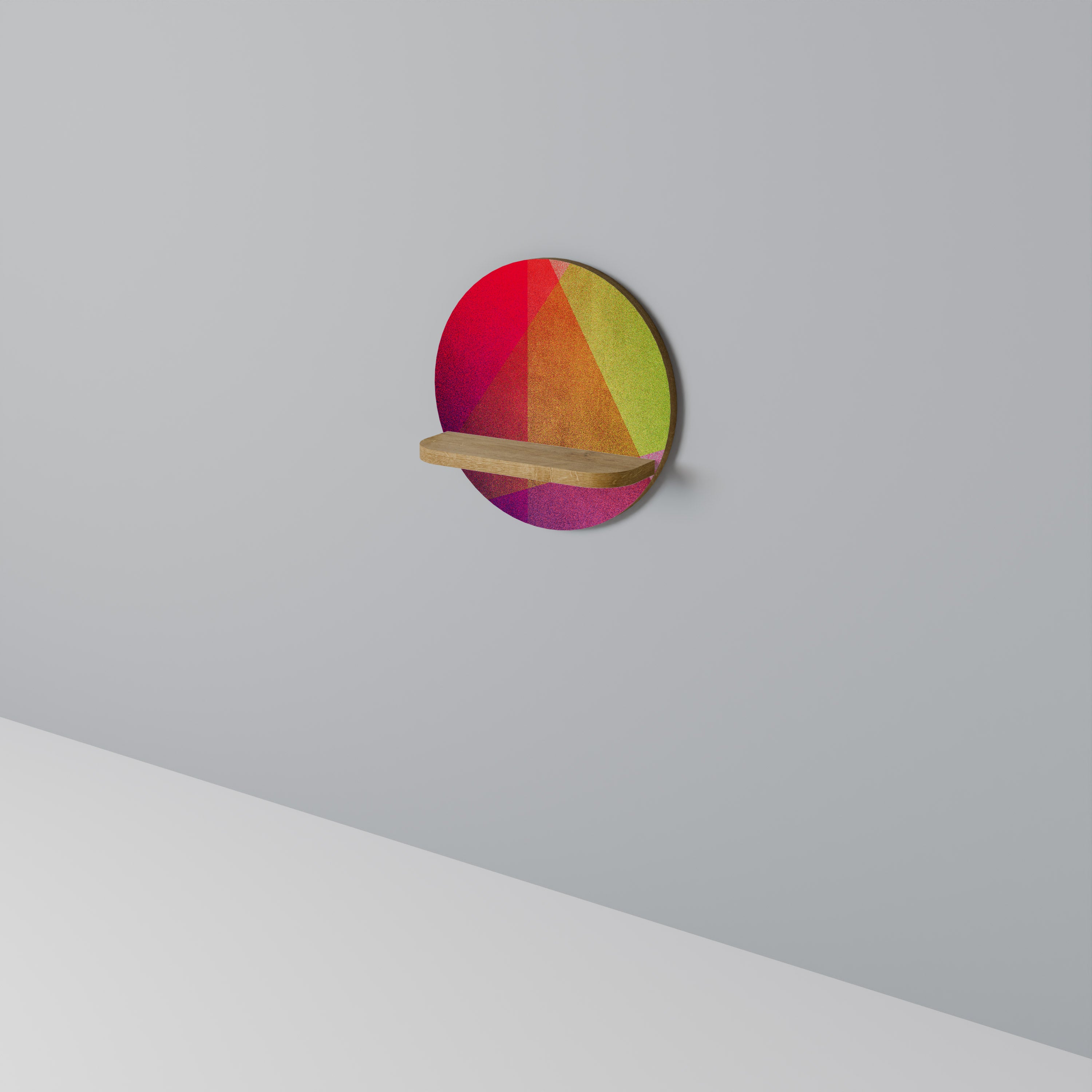 Estantería de arte redonda VIVID GEOMETRY con efecto roble