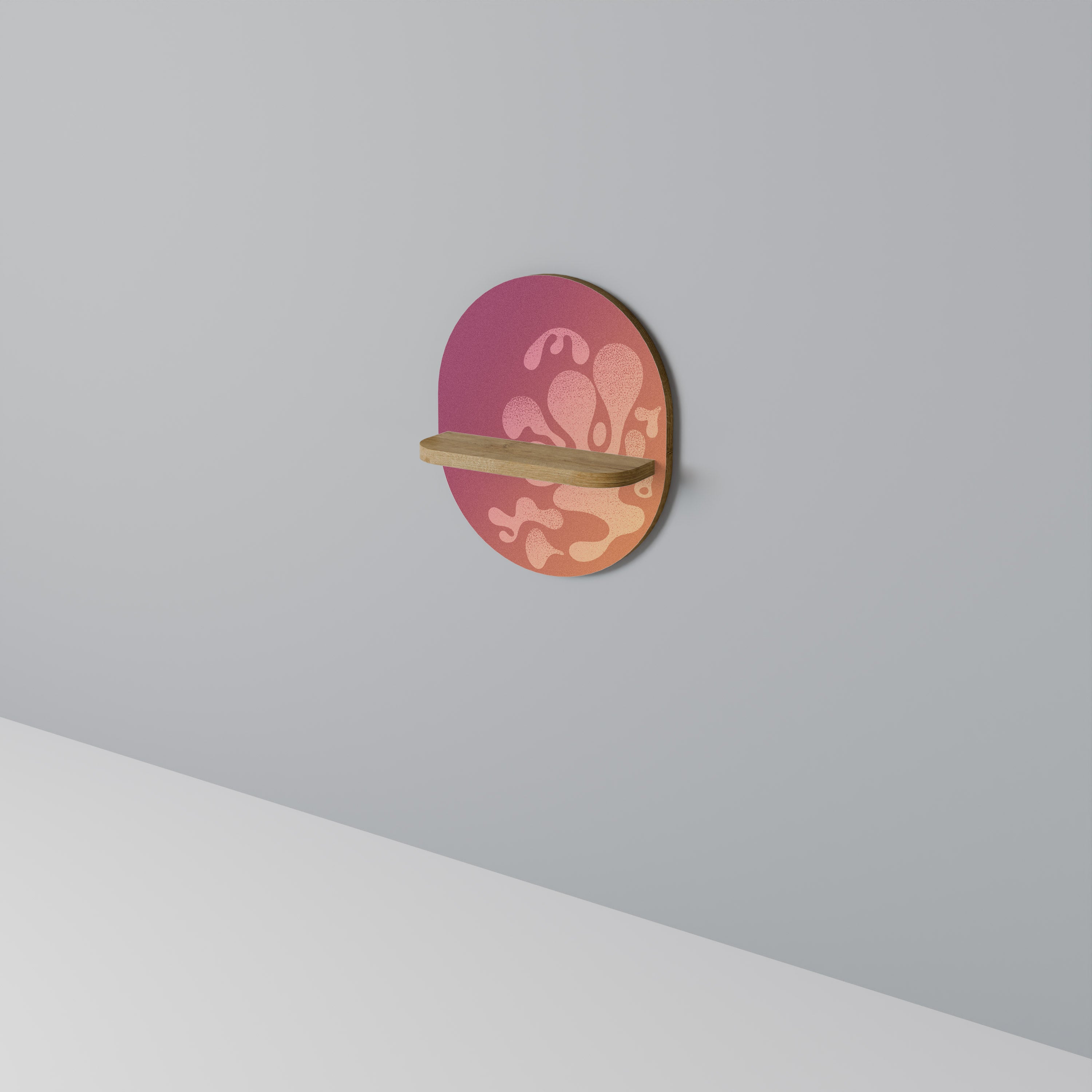 Estantería de arte ovalada IRREGULAR PINK con efecto roble