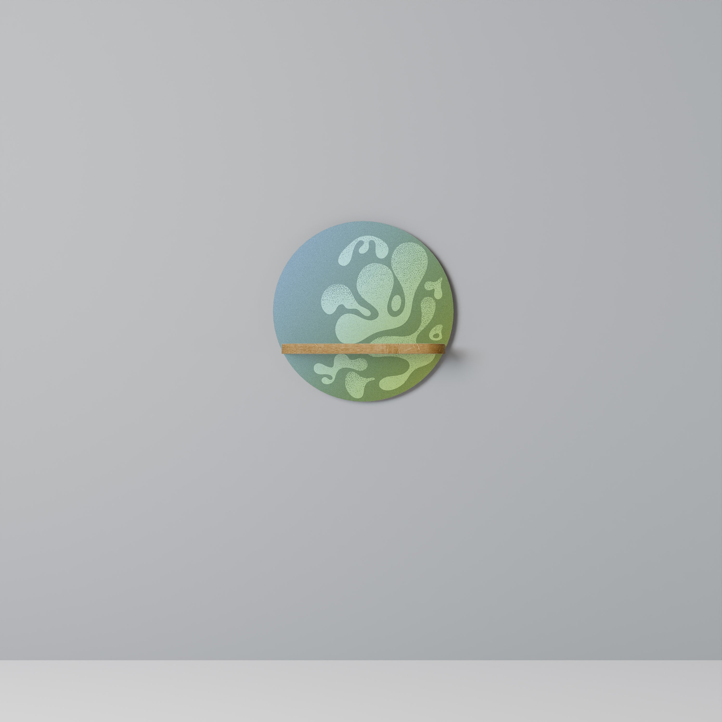 Estantería de arte redonda IRREGULAR BLUE con efecto roble