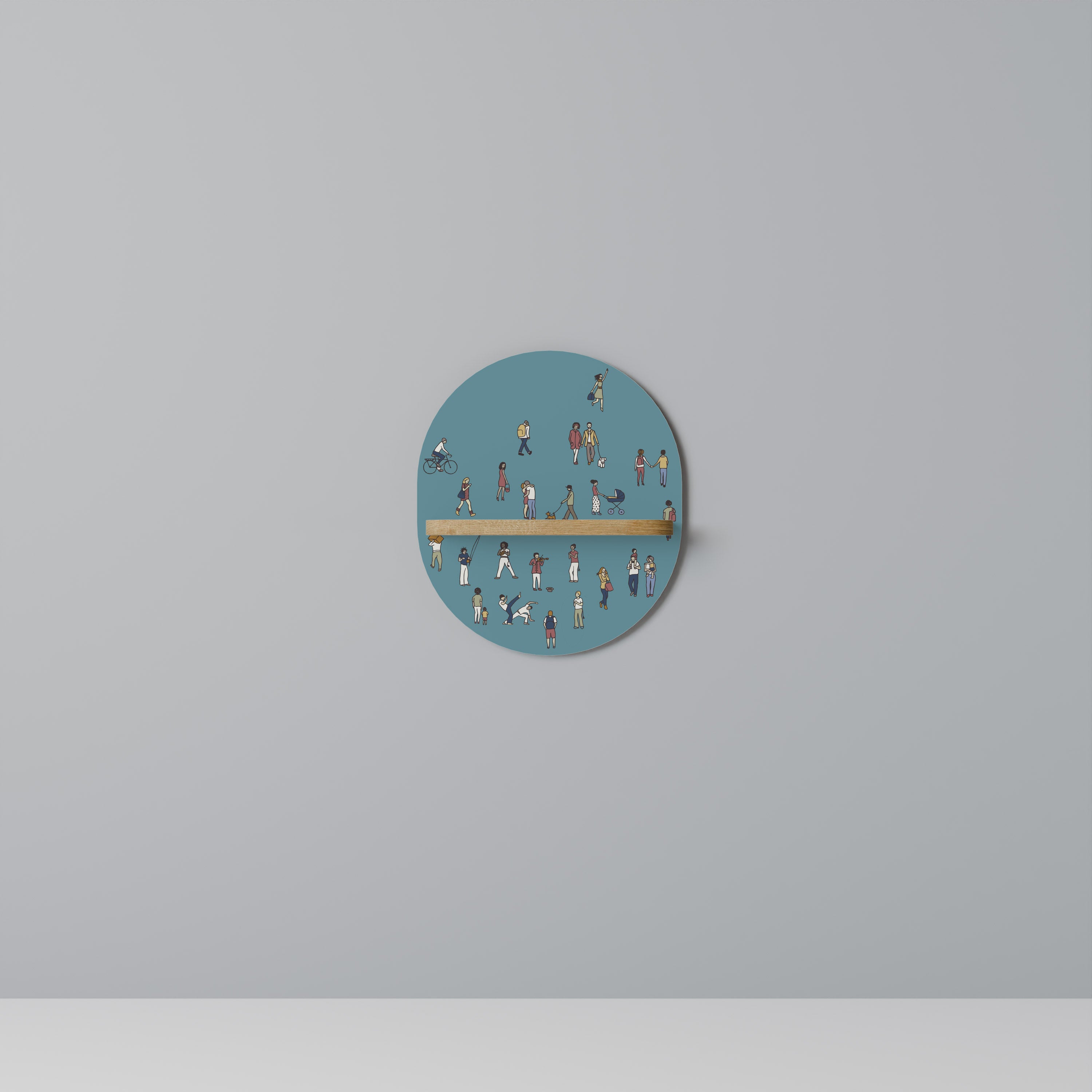 Estantería de arte ovalada COLLECTIVE STREAM con efecto roble