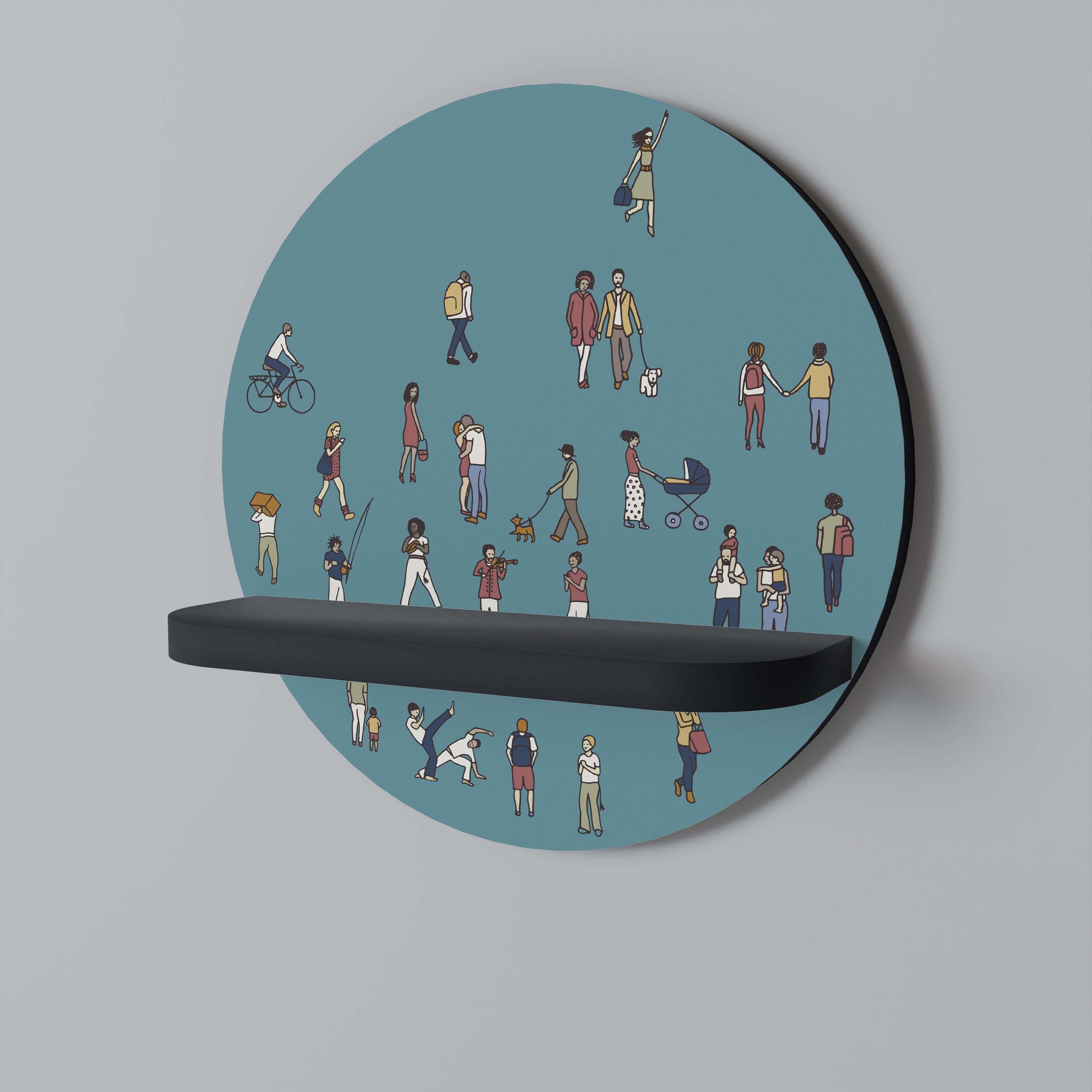 Estantería de arte redonda COLLECTIVE STREAM con acabado negro