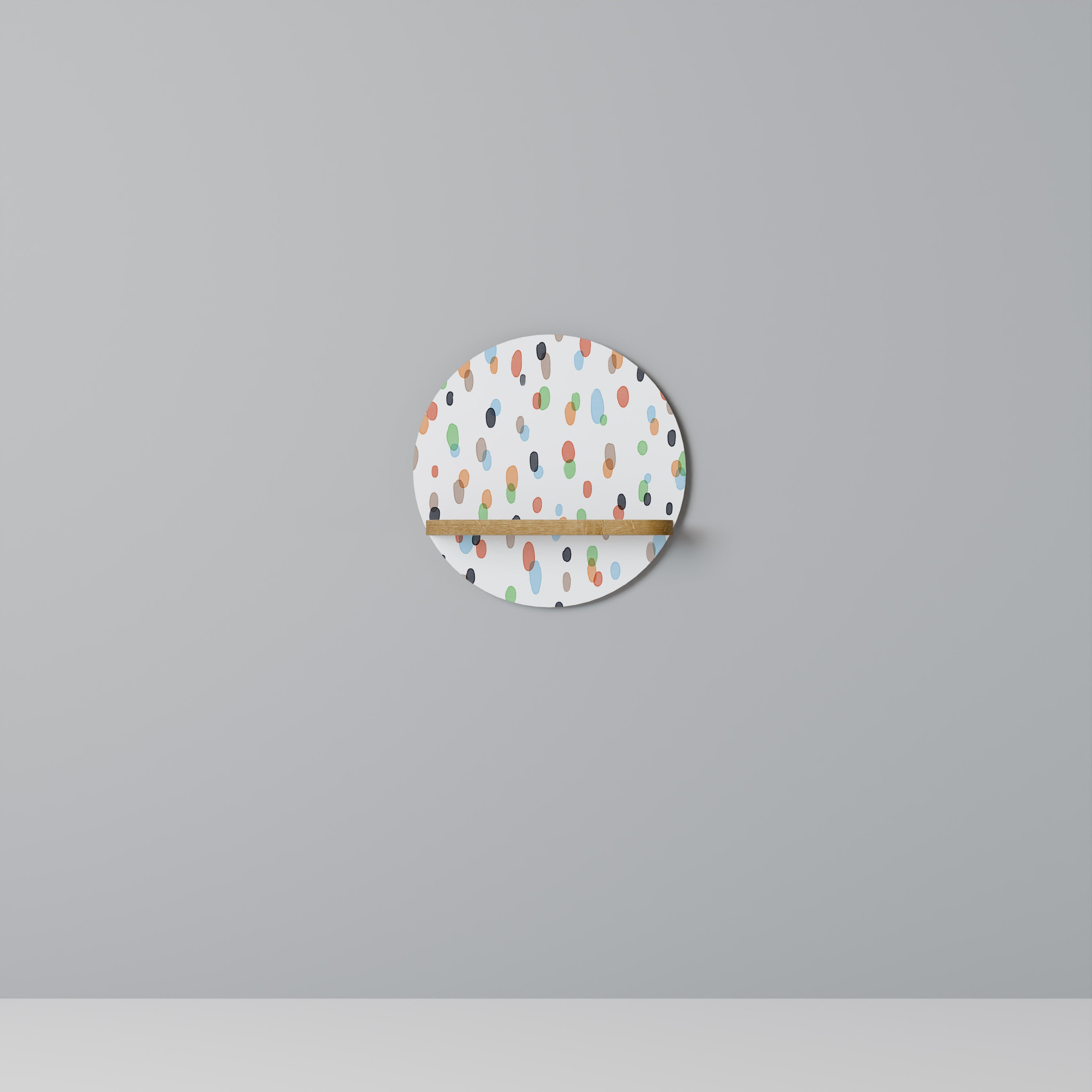 Estantería de arte redonda ENERGETIC SPOTS con efecto roble