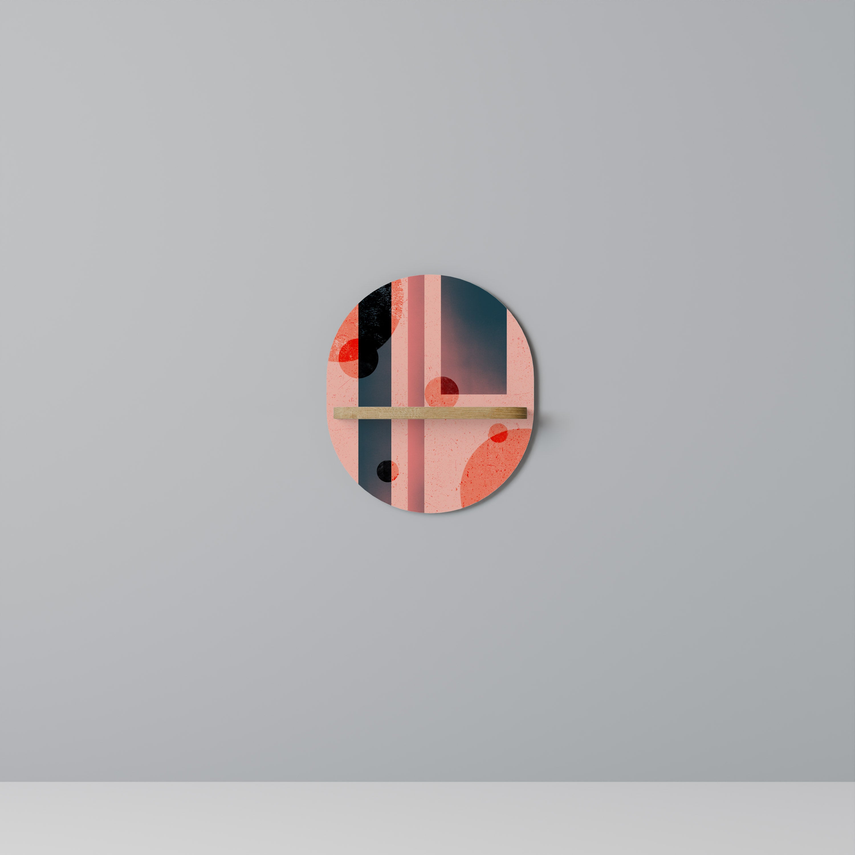 Estantería de arte ovalada BLUSHED SPECTRUM con efecto roble