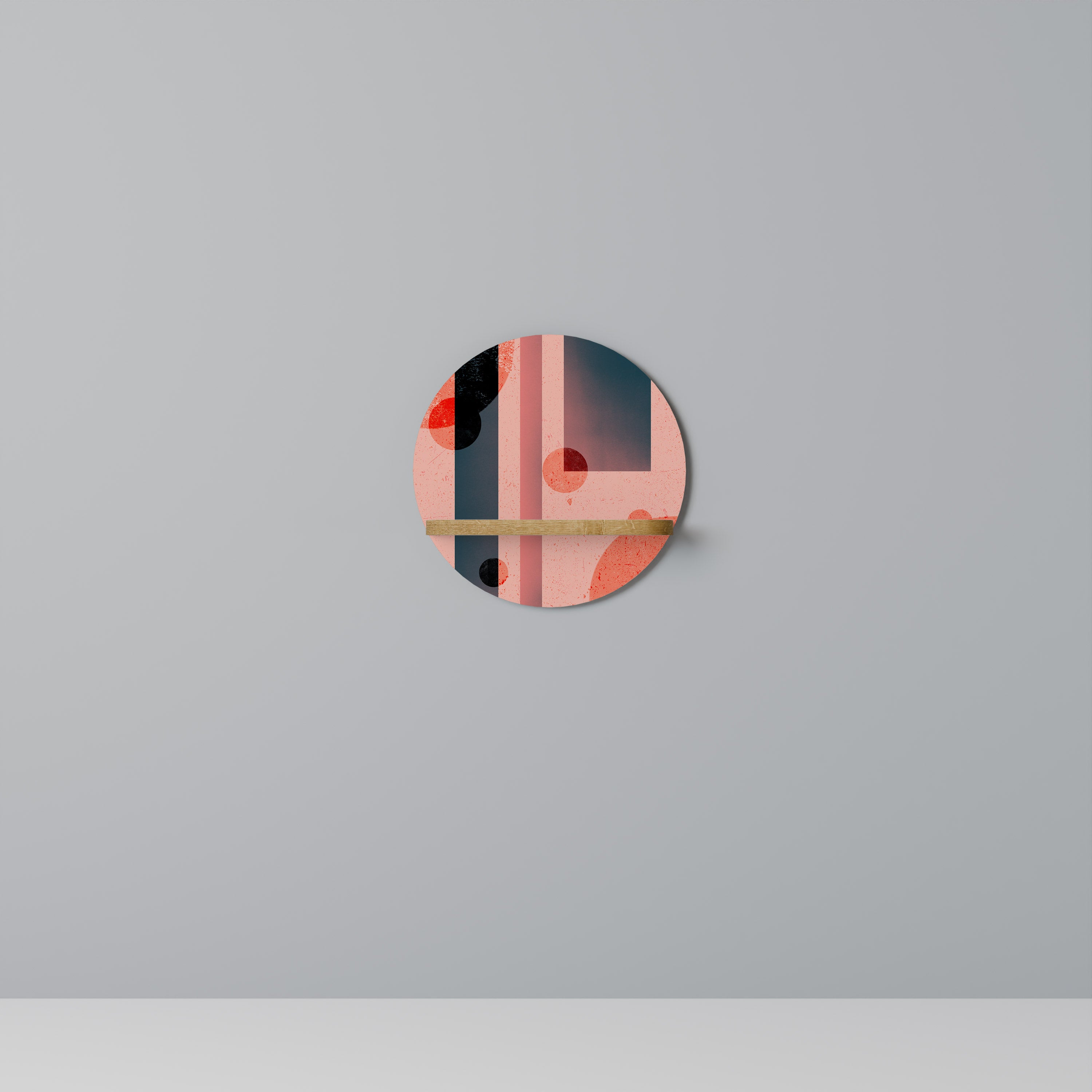 Estantería de arte redonda BLUSHED SPECTRUM con efecto roble