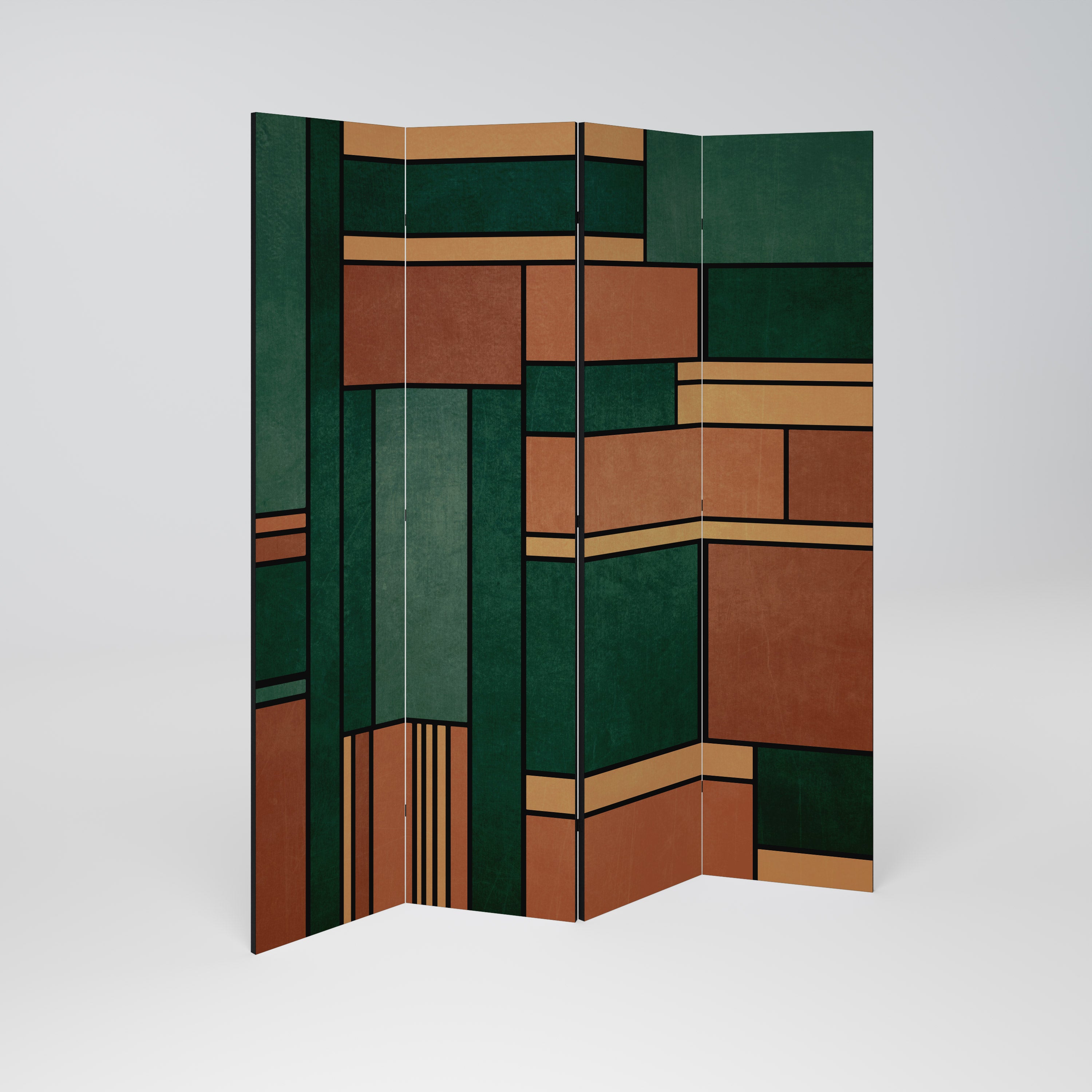 EARTHY FIGURES Decorative 4-Panel Room Divider