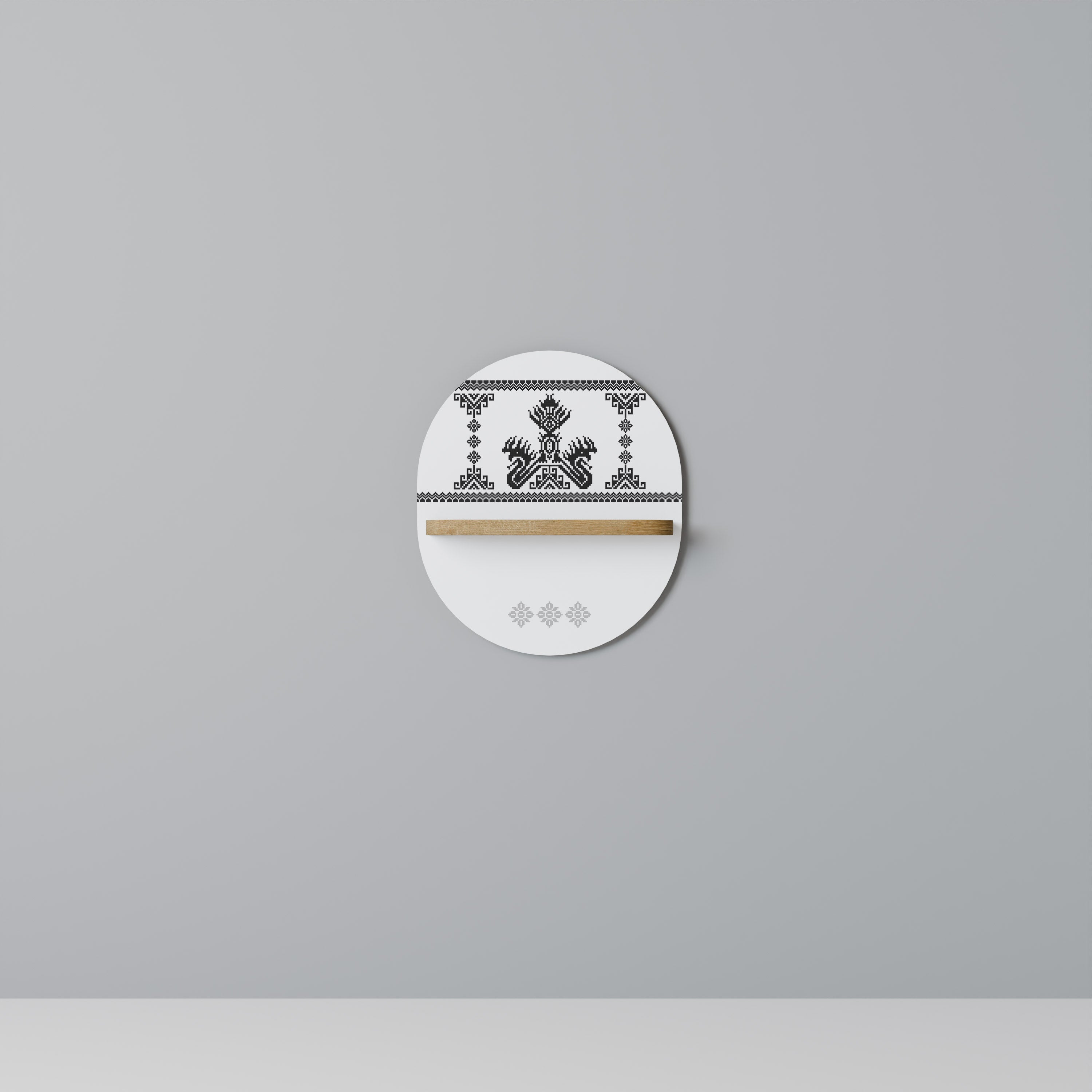 Estantería de arte ovalada MYTHIC STITCH con efecto roble