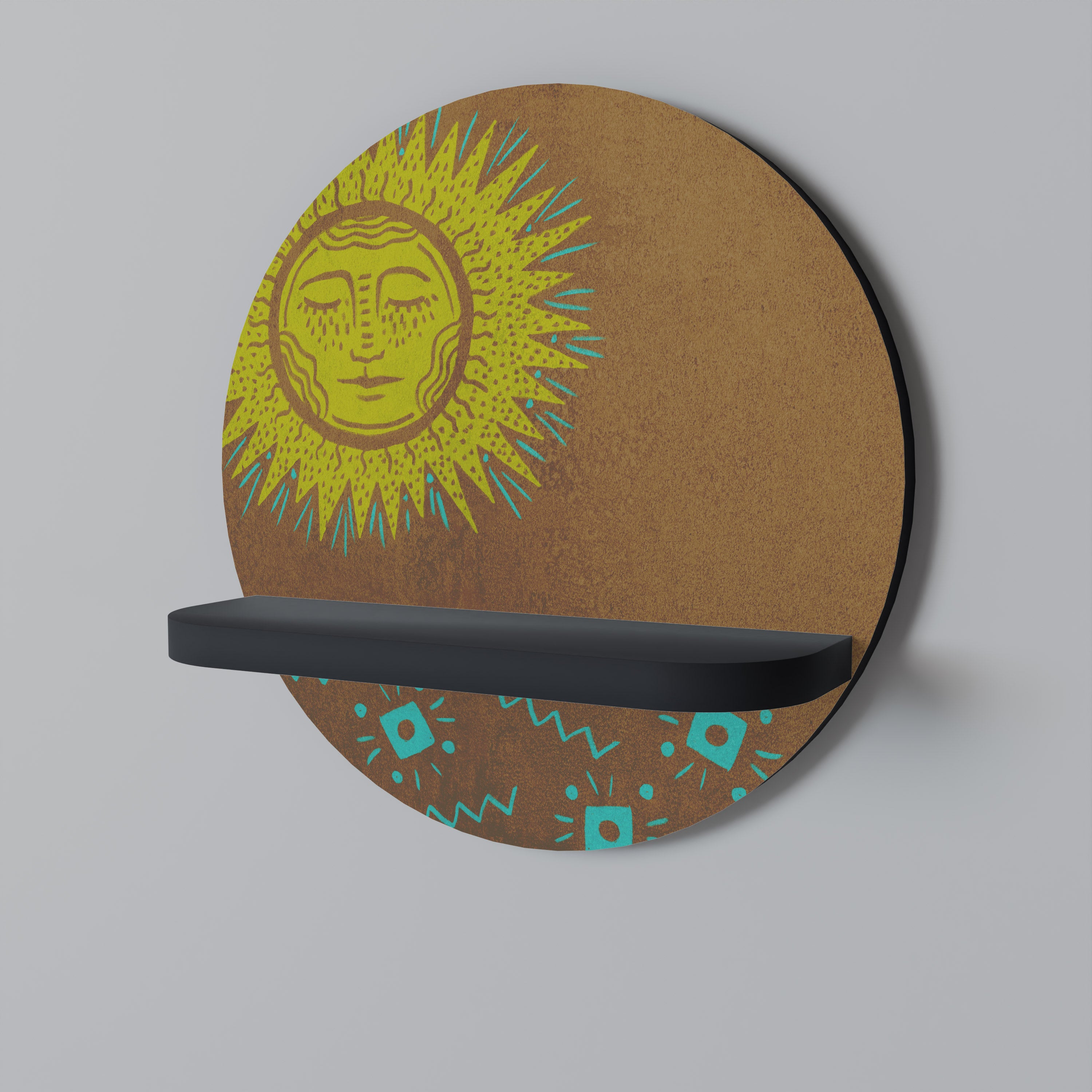 Estantería de arte redonda SUNSHINE PRAISE con acabado negro