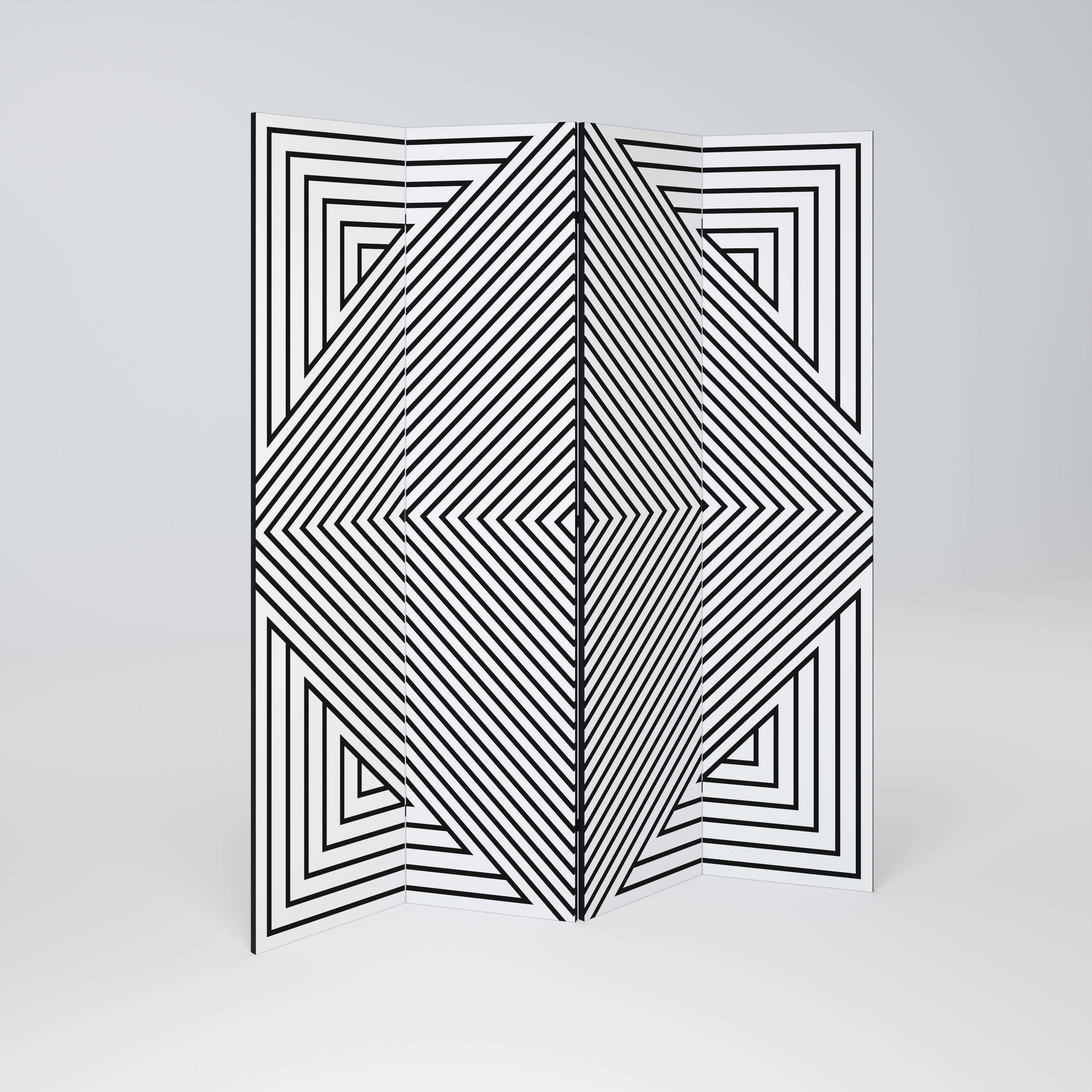 POLYGON ILLUSION Decorative 4-Panel Room Divider