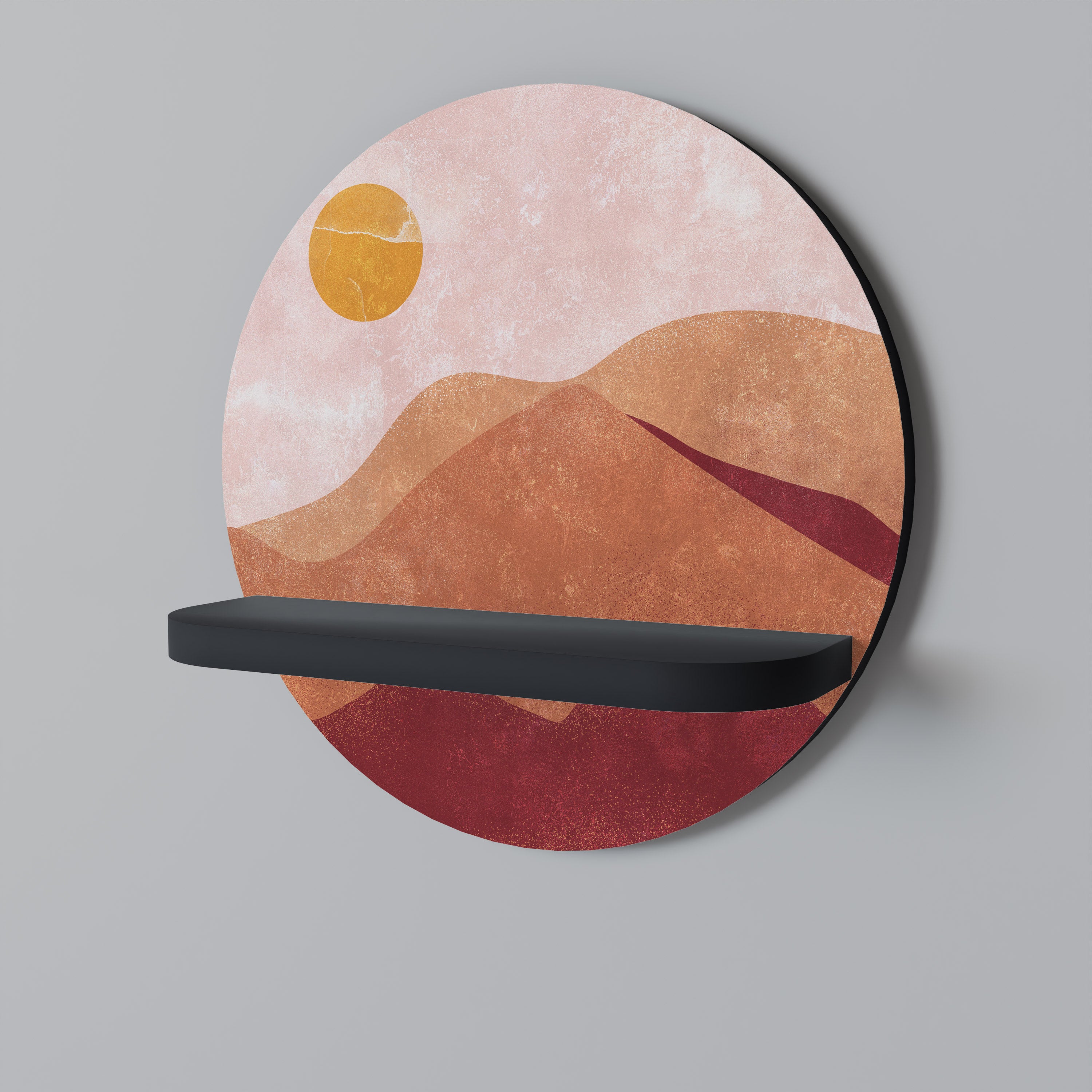 Estantería de arte redonda LUMINOUS SUNLIGHT con acabado negro