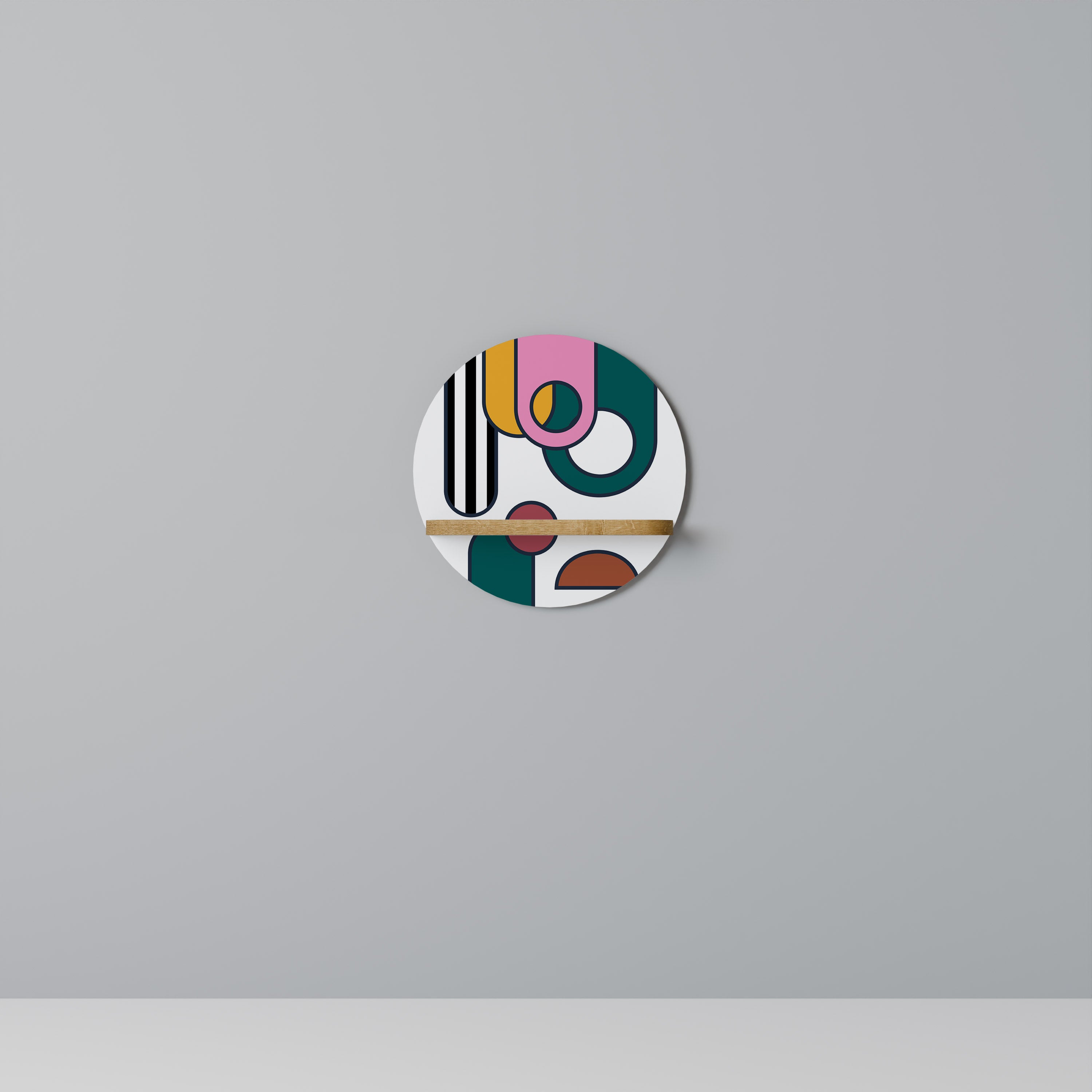 Estantería de arte redonda COOL STORY con efecto roble