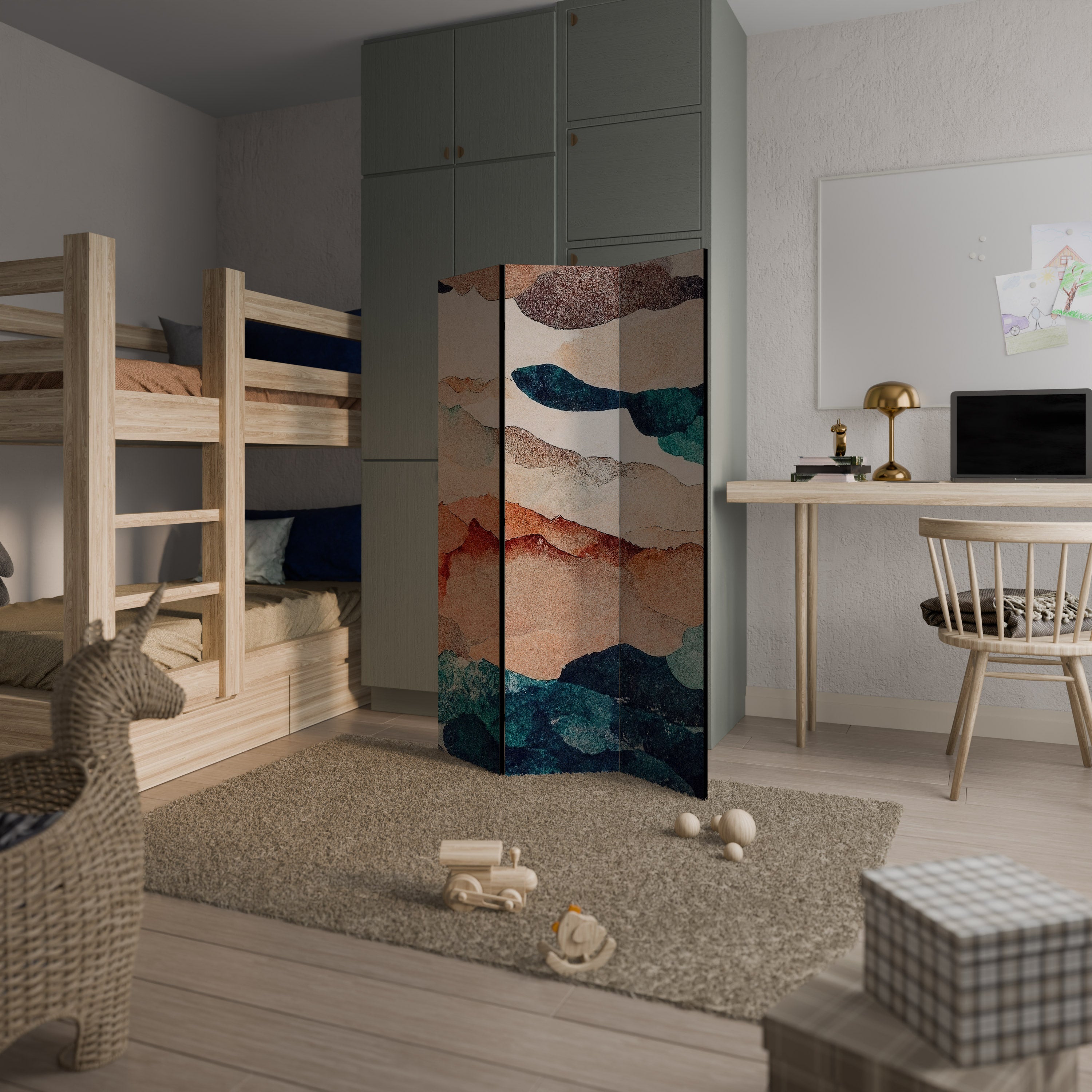 Biombo decorativo de 3 paneles PAISAJE ABSTRACTO