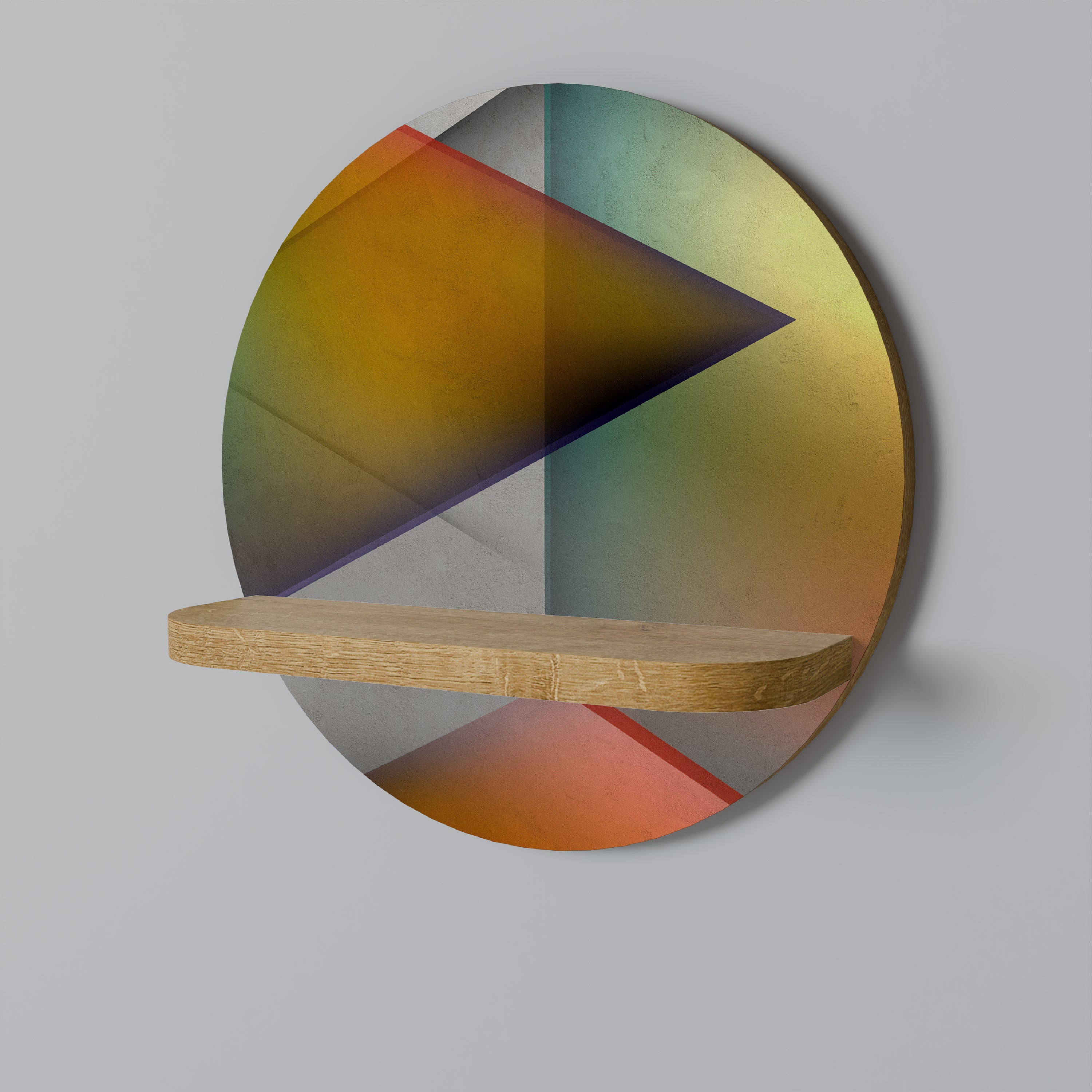 Estantería de arte redonda con efecto roble y nitidez penetrante