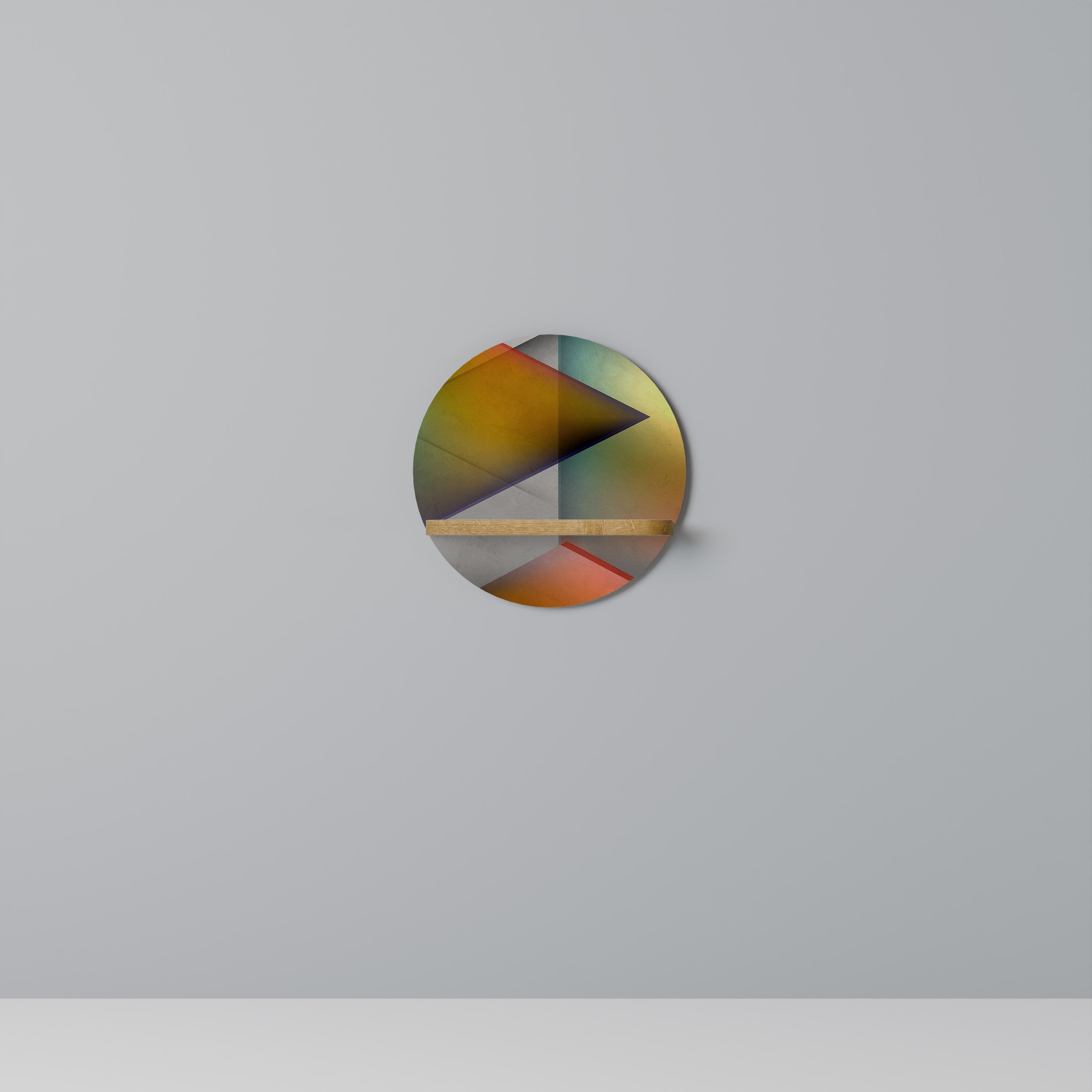 Estantería de arte redonda con efecto roble y nitidez penetrante