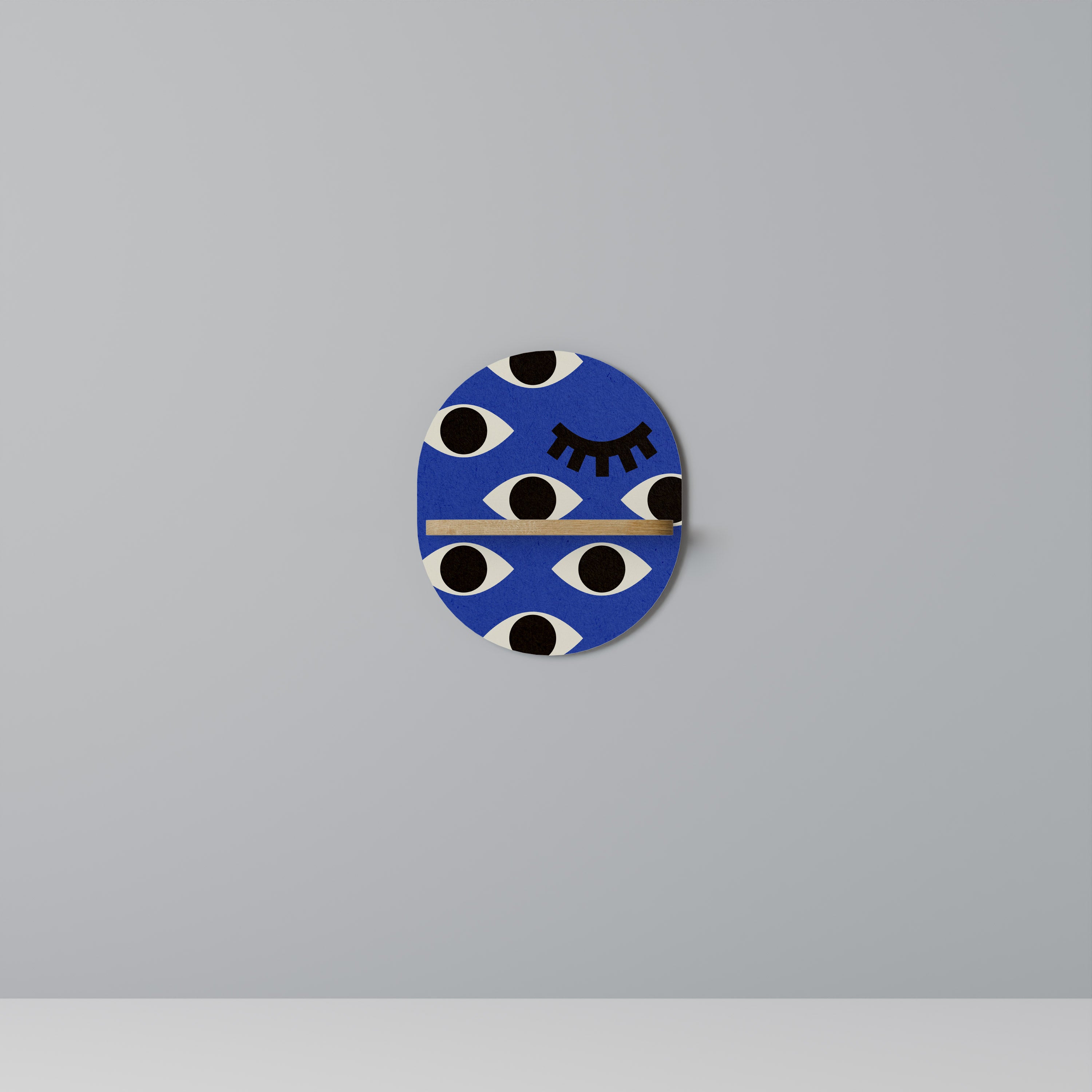 Estantería de arte ovalada GEOMETRIC EYES con efecto roble