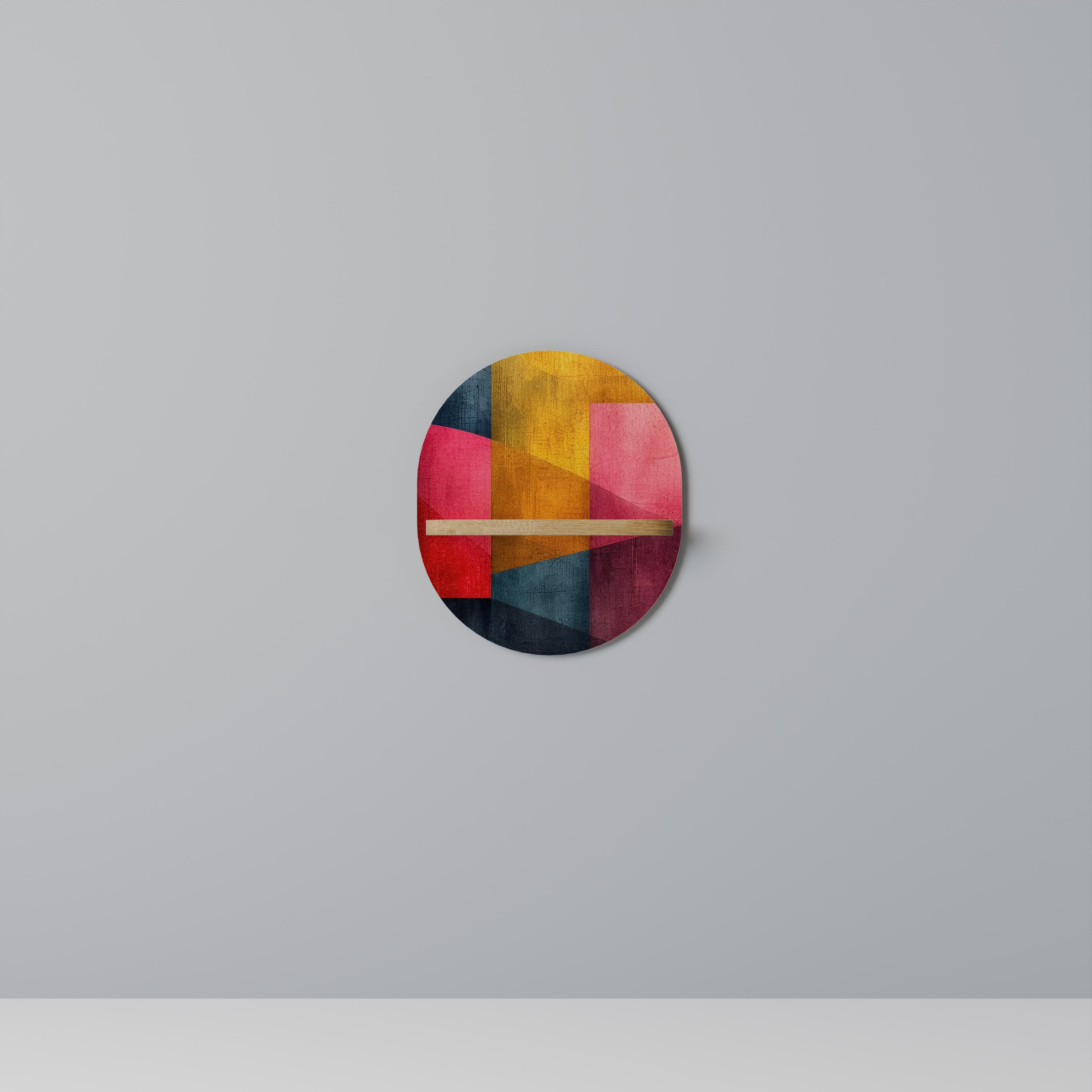 Estantería de arte ovalada SONIDOS COLORIDOS en efecto roble