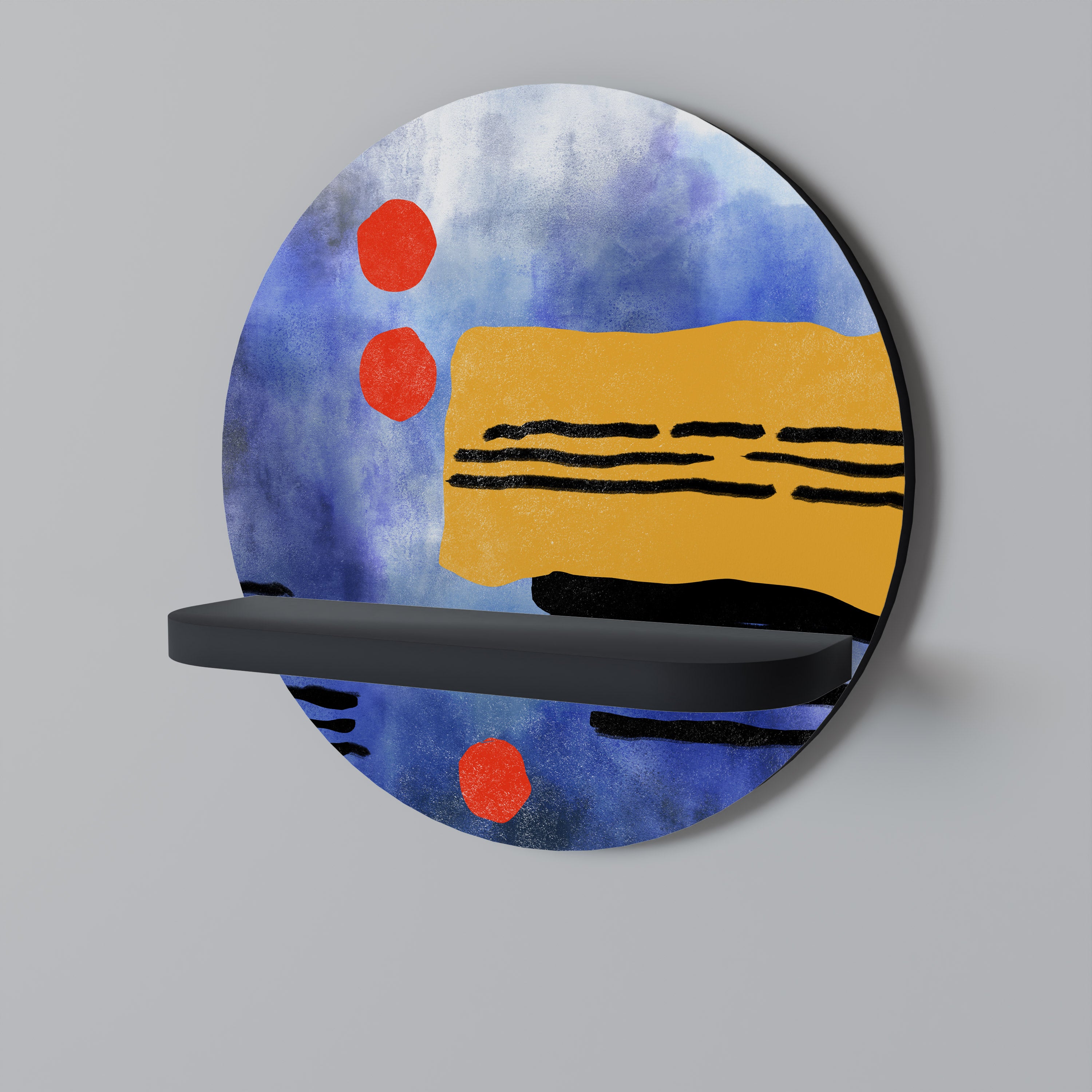 Estantería de arte redonda NIGHTFALL VIBRANCE con acabado negro