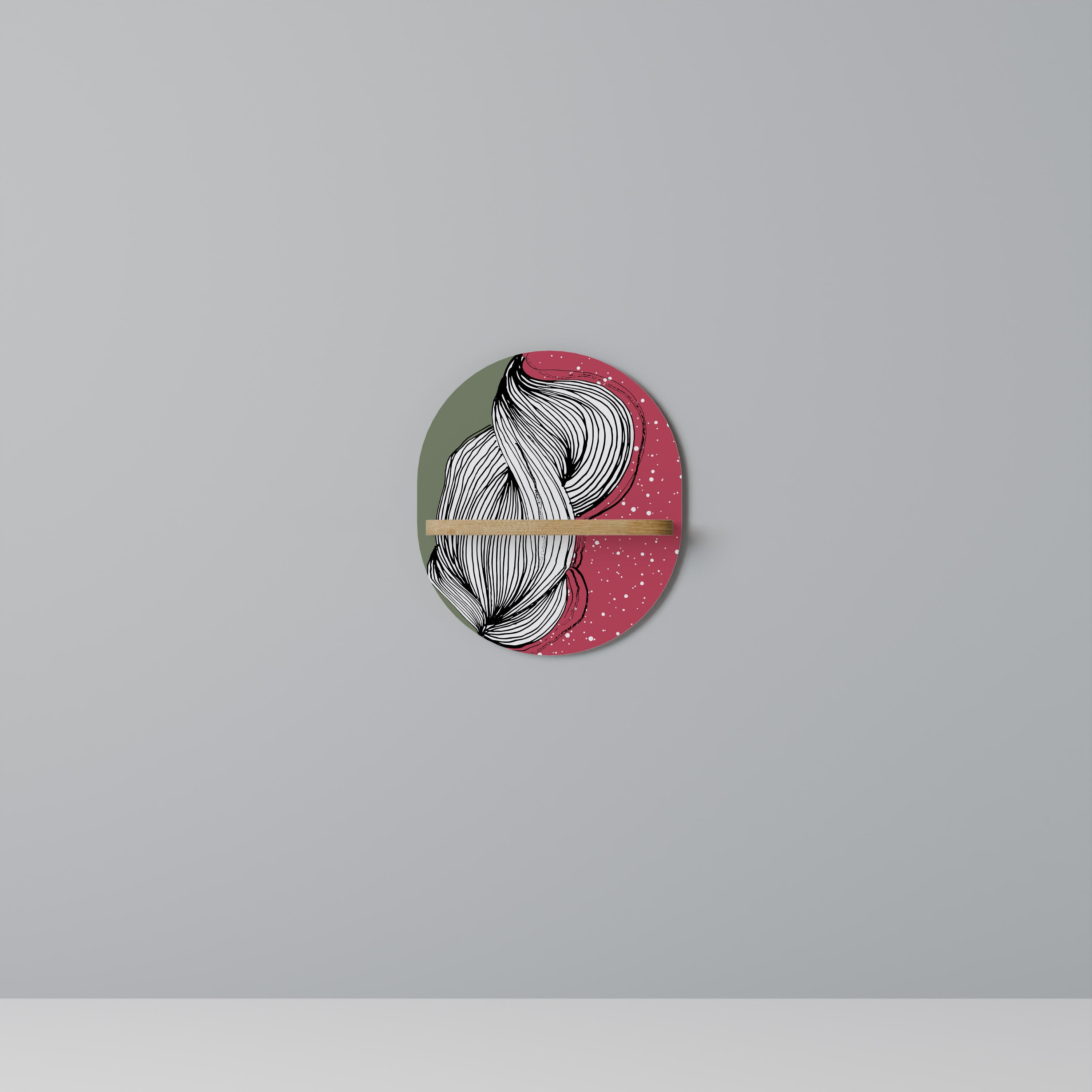 Estantería de arte ovalada BE TOGETHER con efecto roble