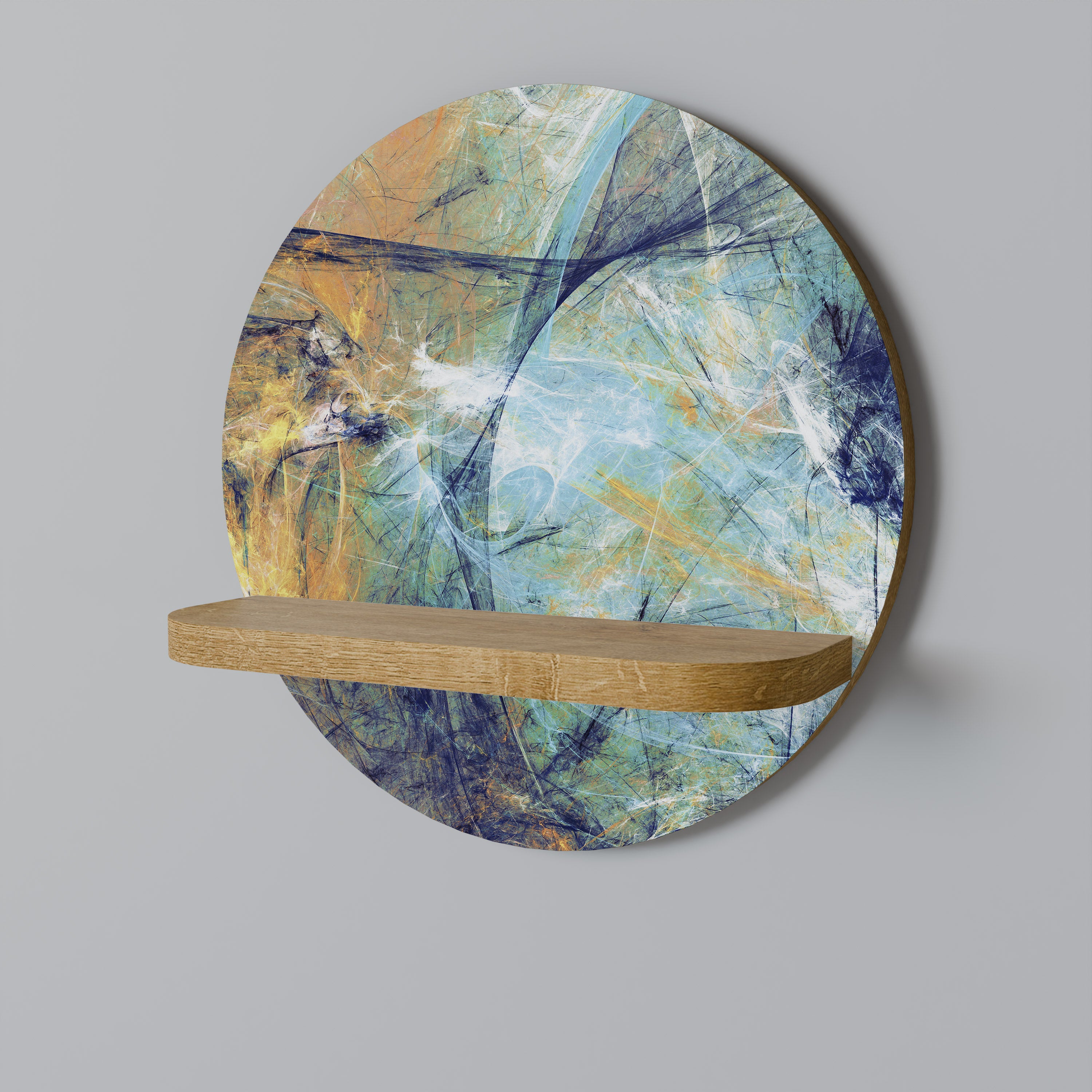 ABSTRACT THOUGHTS Round Art Shelf In Oak Effect