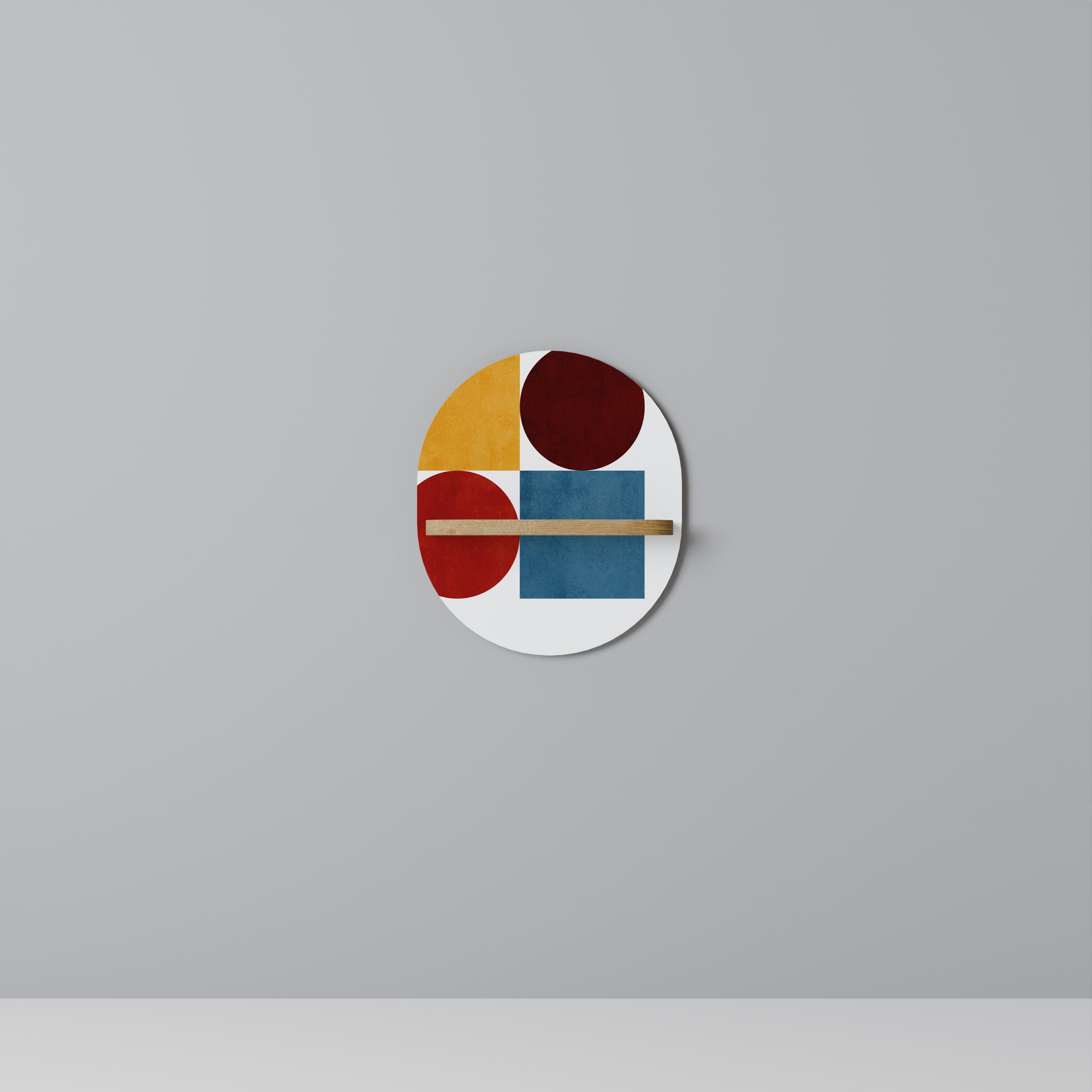 Estantería de arte ovalada con efecto roble ROMPECABEZAS GEOMÉTRICO