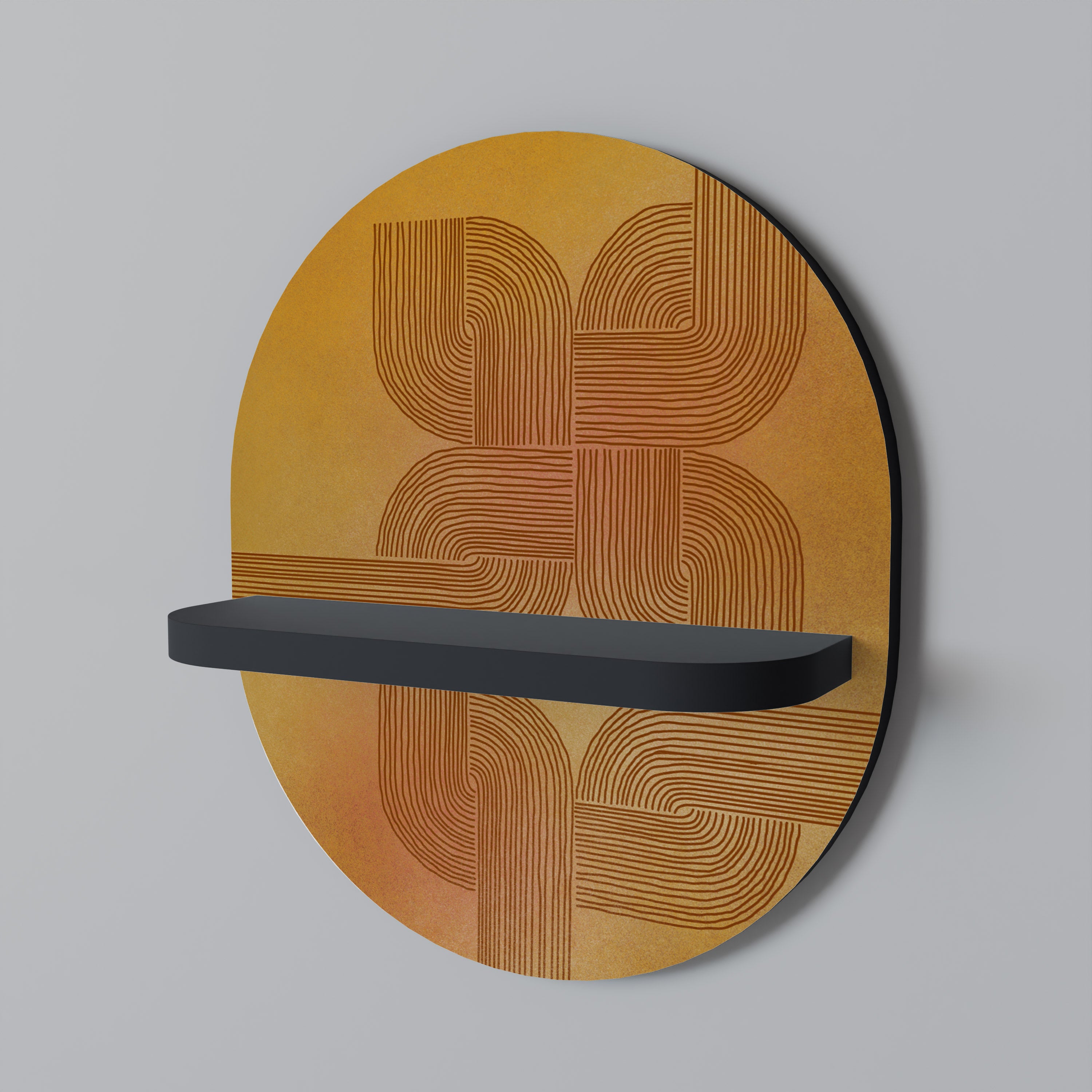FORTALECIENDO LA RELACIÓN Estantería de arte ovalada en acabado negro