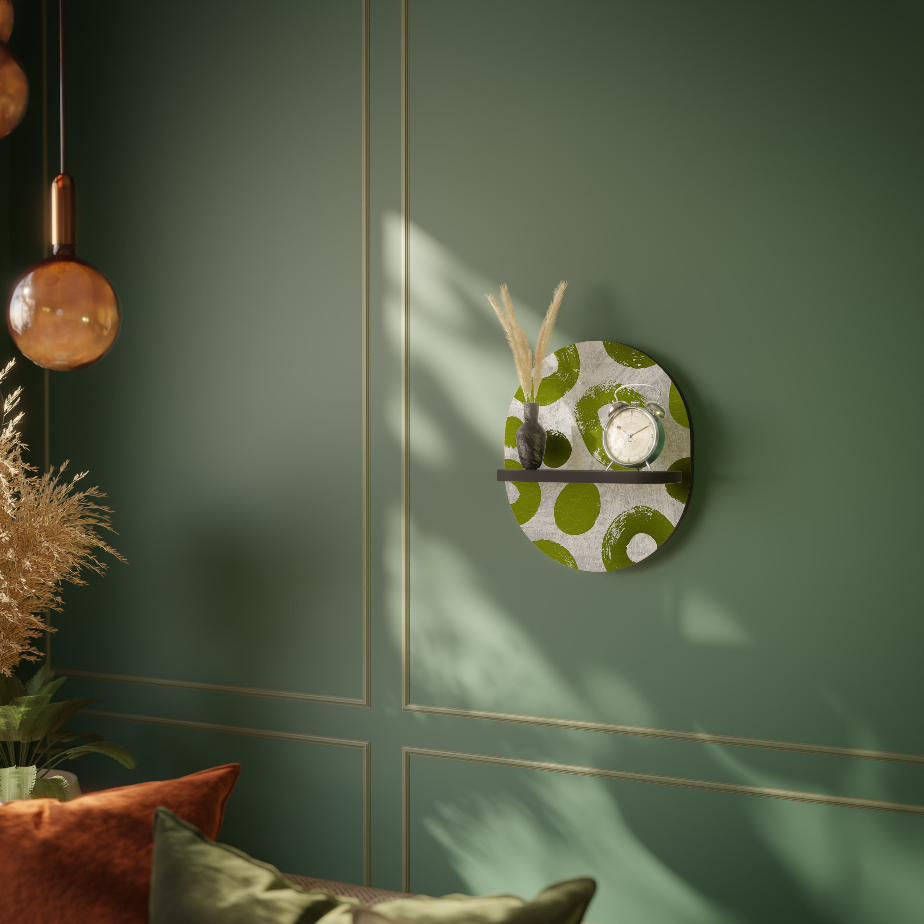 Estantería de arte ovalada GREEN RHAPSODY con acabado negro