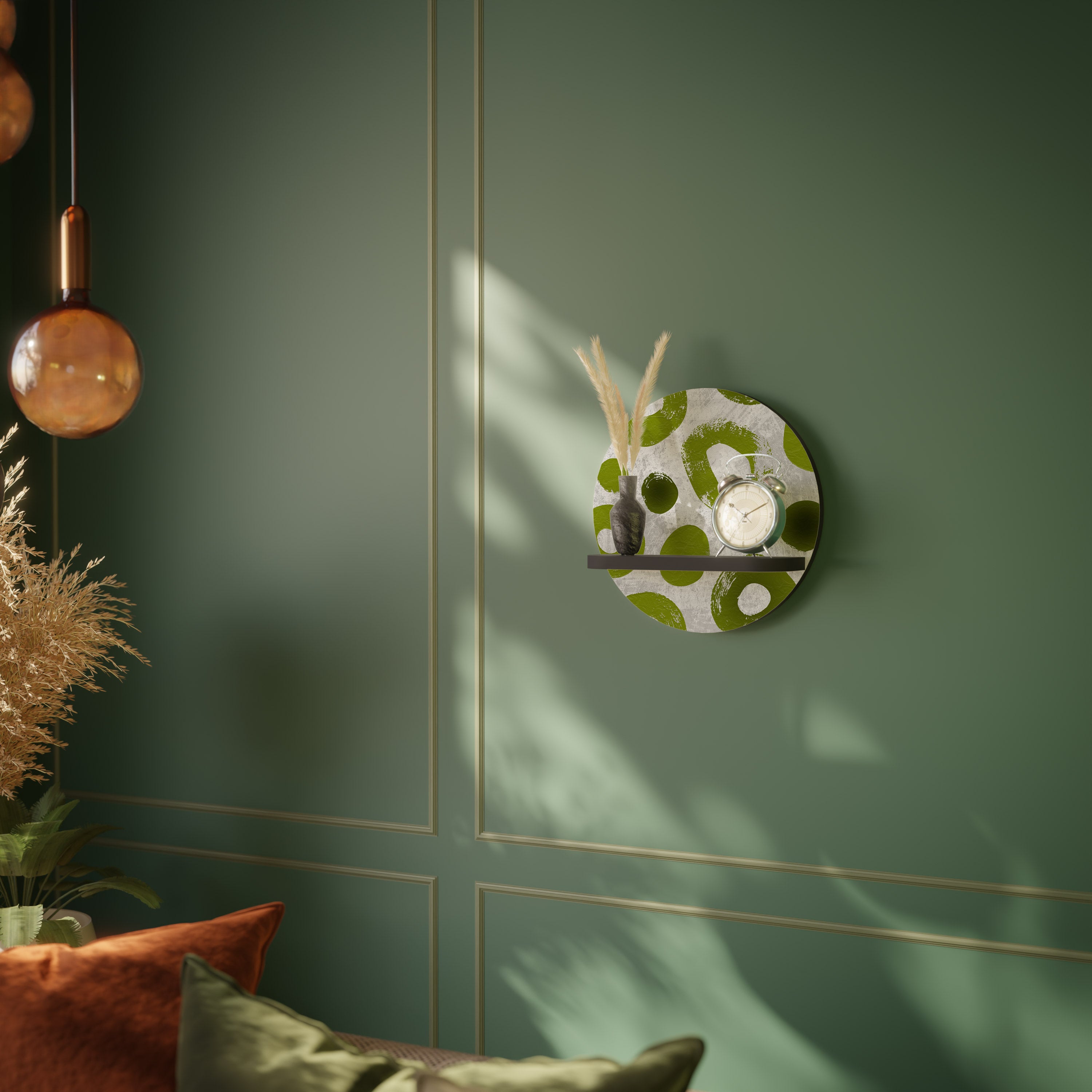 Estantería de arte redonda GREEN RHAPSODY con acabado negro