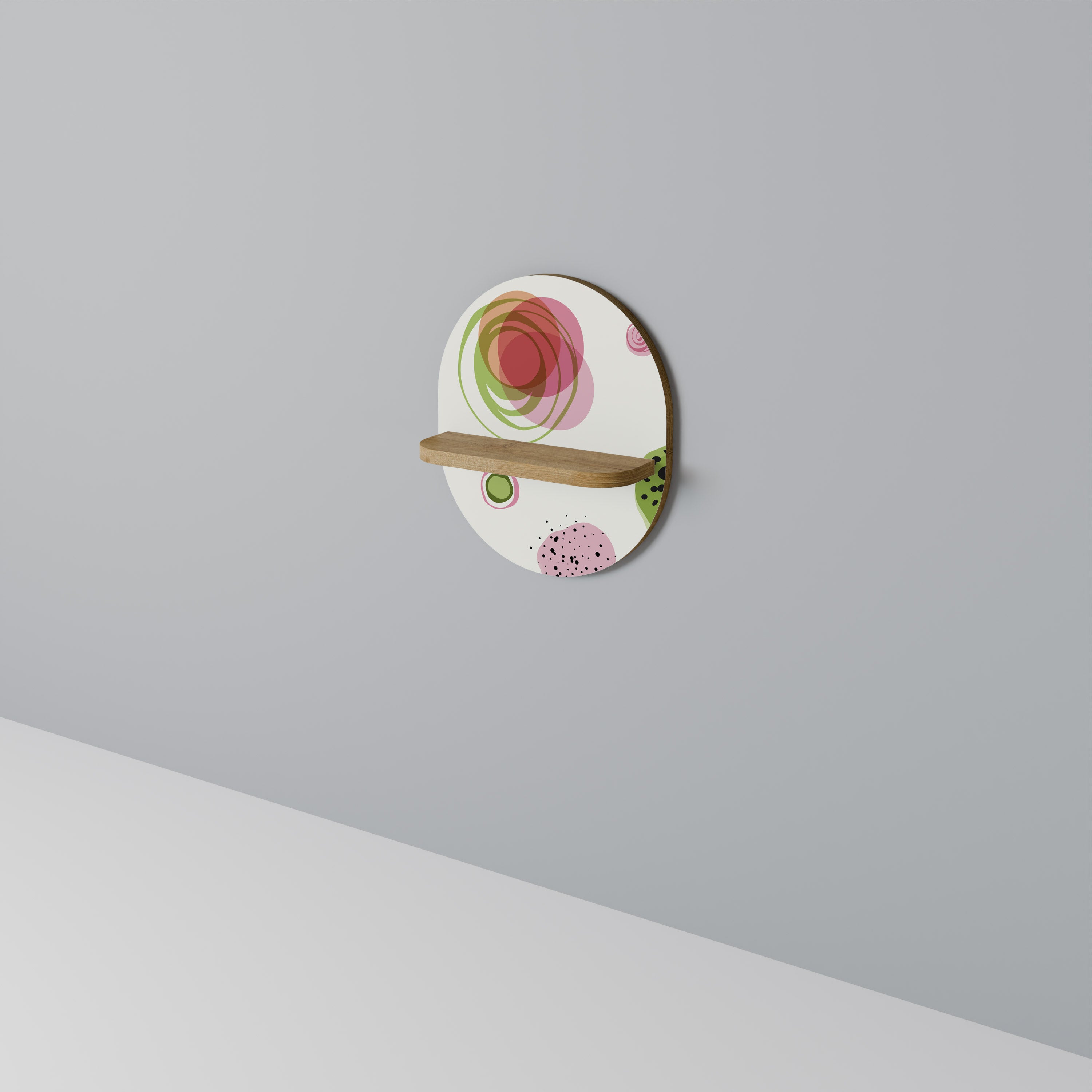 Estantería de arte ovalada COSMOS COLORFUL con efecto roble