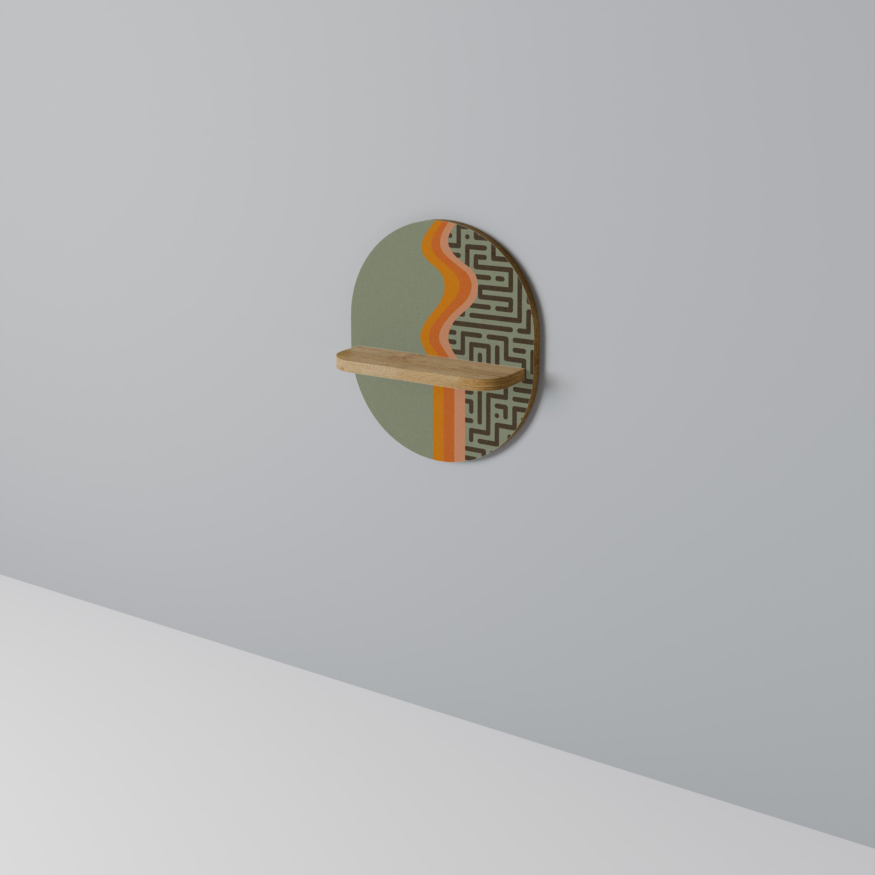 SOLUCIONES SIMPLES Estantería de arte ovalada con efecto roble