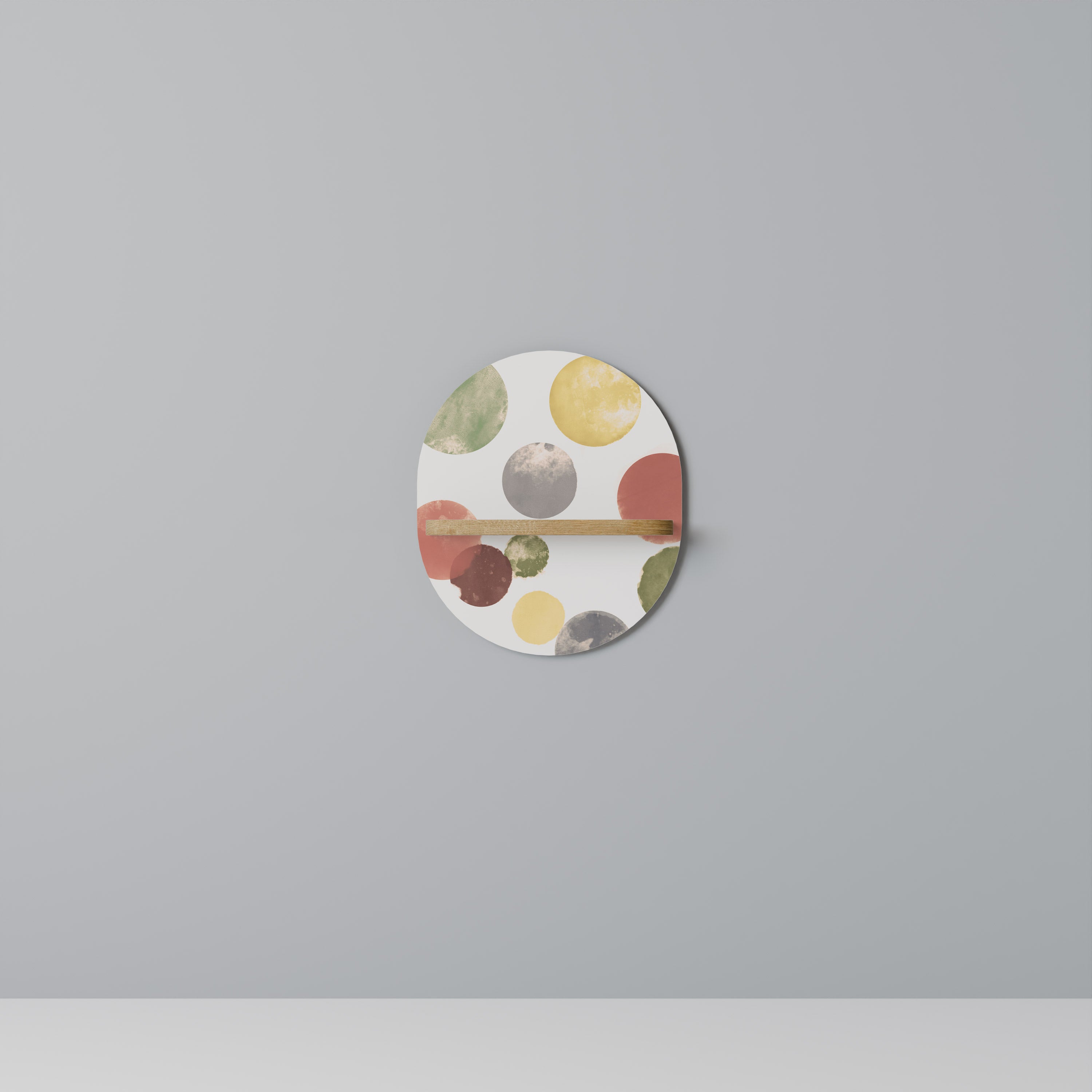 FELICIDAD FUGAZ Estantería de arte ovalada en efecto roble