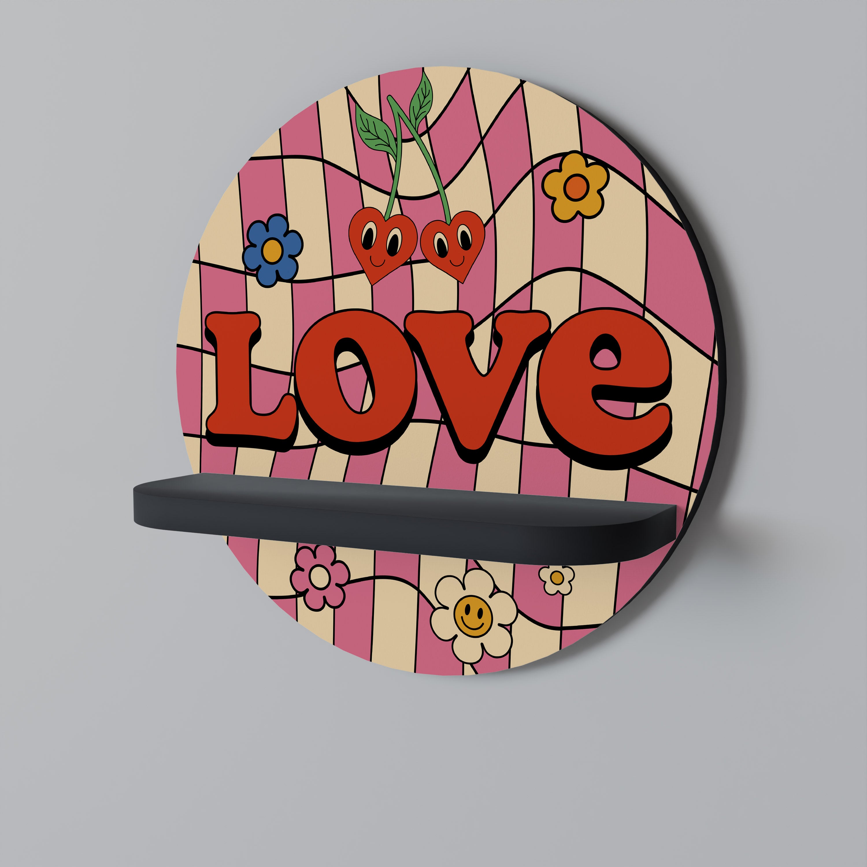 Estantería de arte redonda Rocking Love con acabado negro