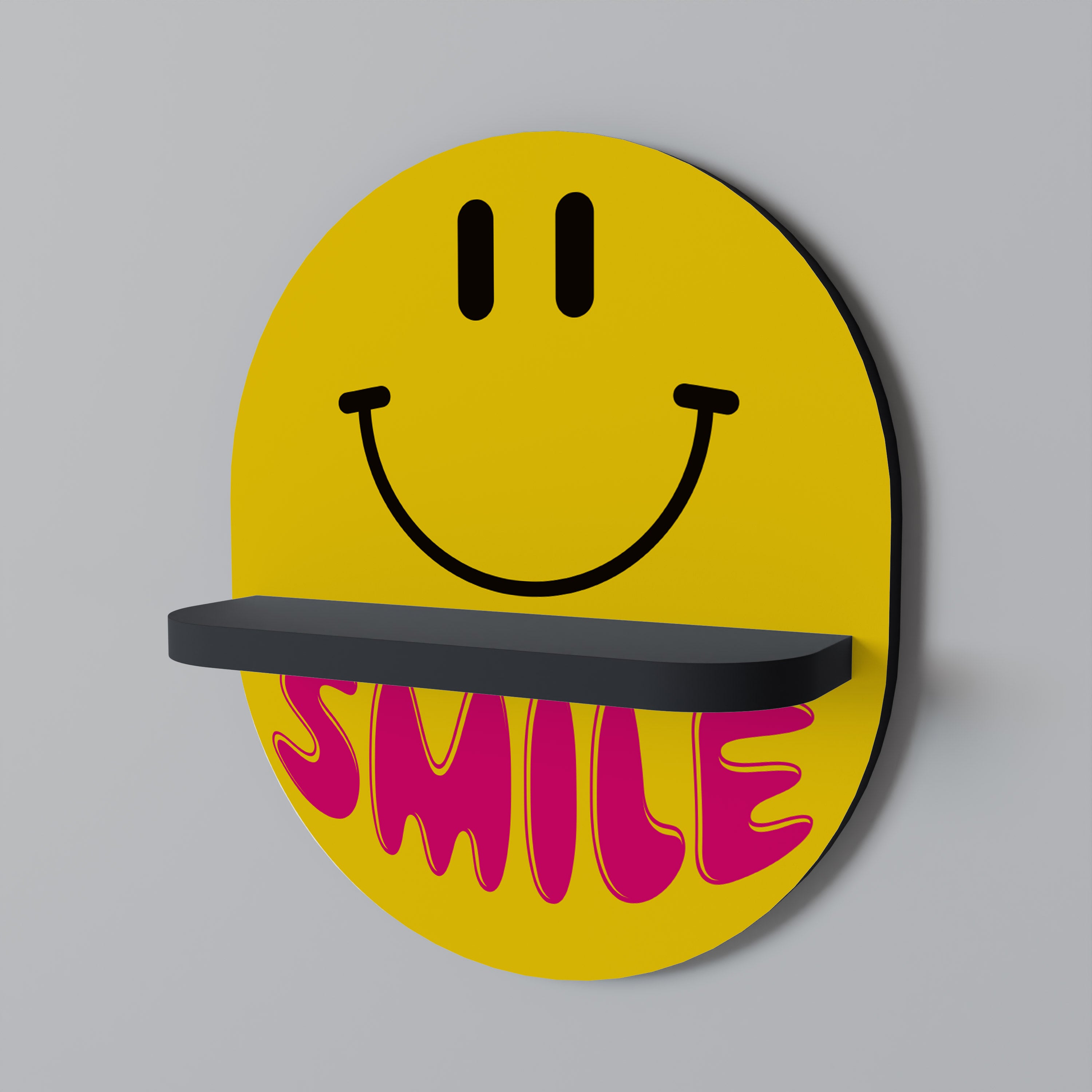 Estantería de arte ovalada con acabado negro KEEP SMILING