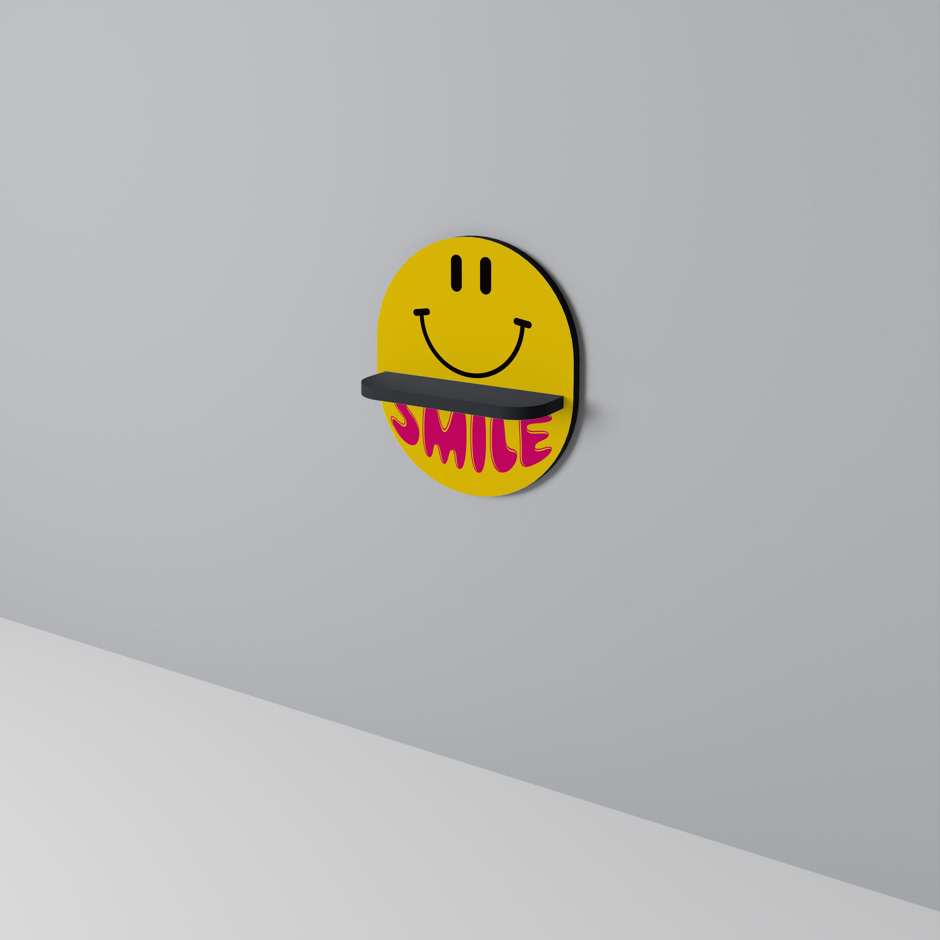 Estantería de arte ovalada con acabado negro KEEP SMILING