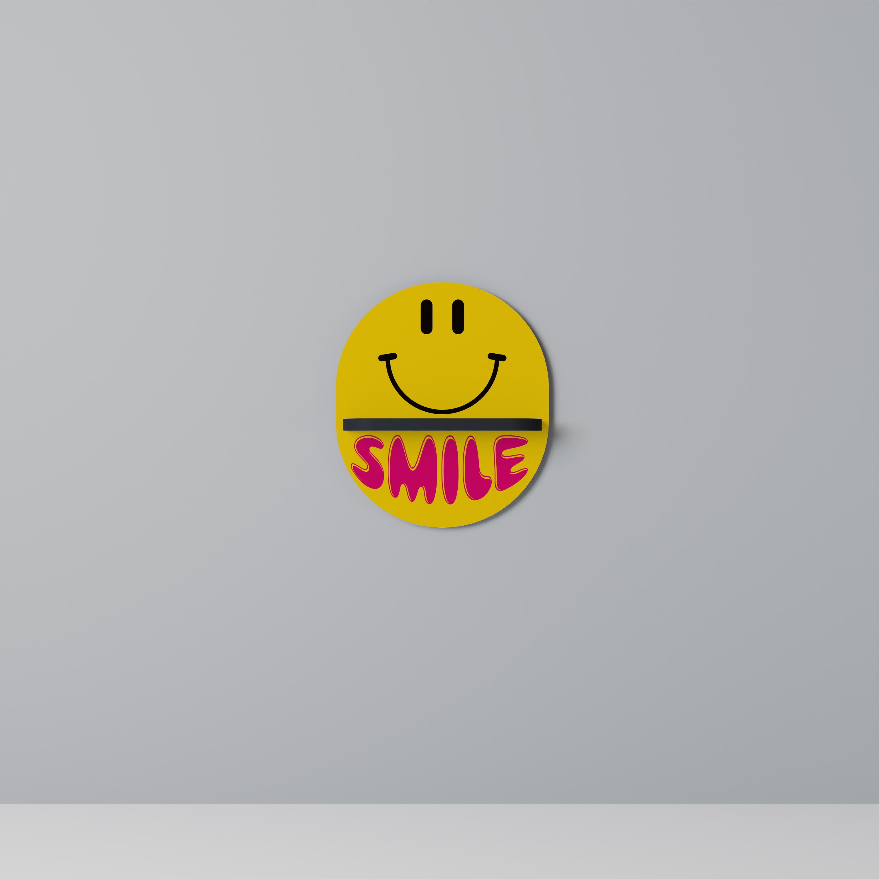 Estantería de arte ovalada con acabado negro KEEP SMILING