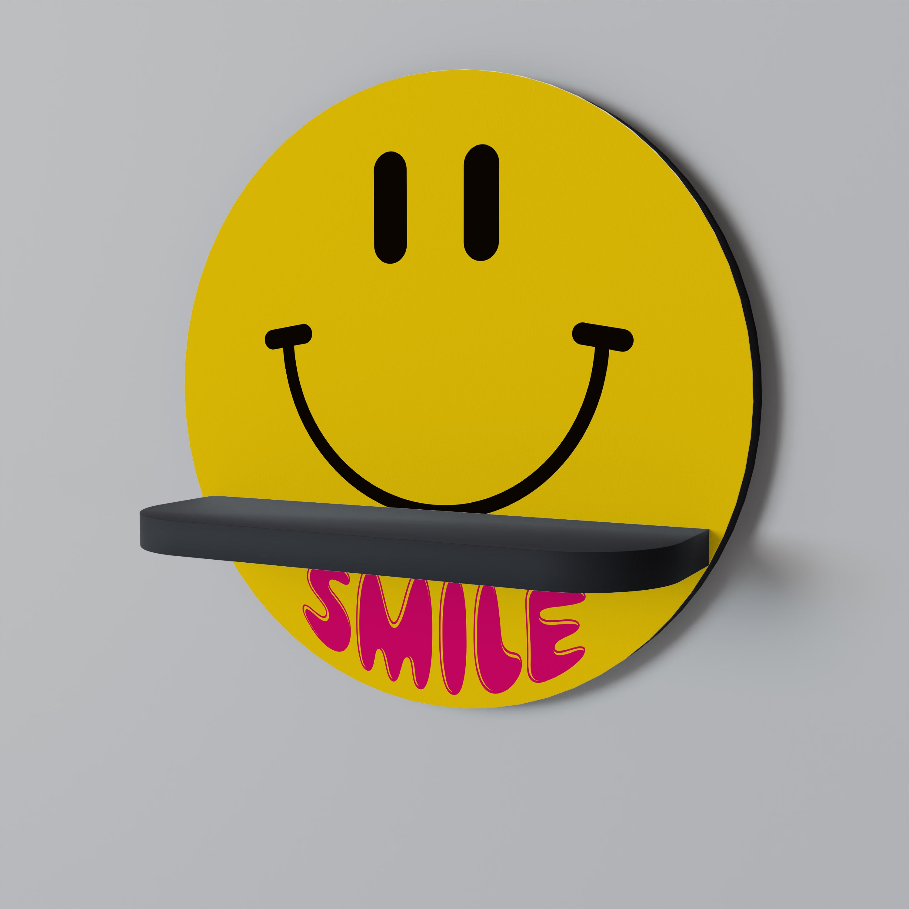 Estantería de arte redonda con acabado negro KEEP SMILING