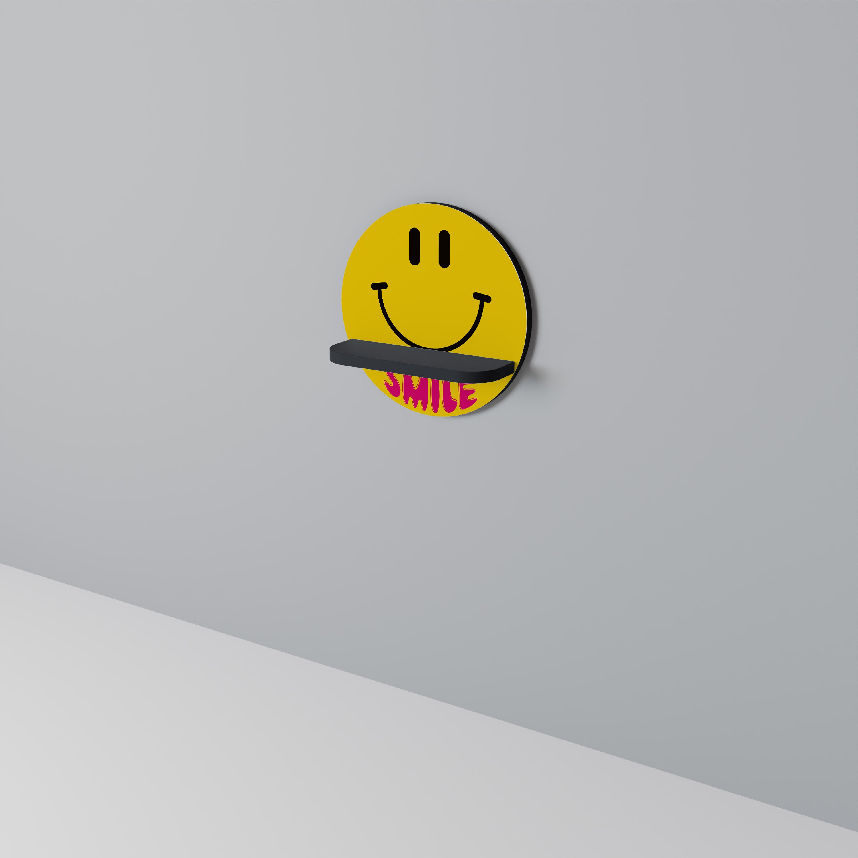 Estantería de arte redonda con acabado negro KEEP SMILING