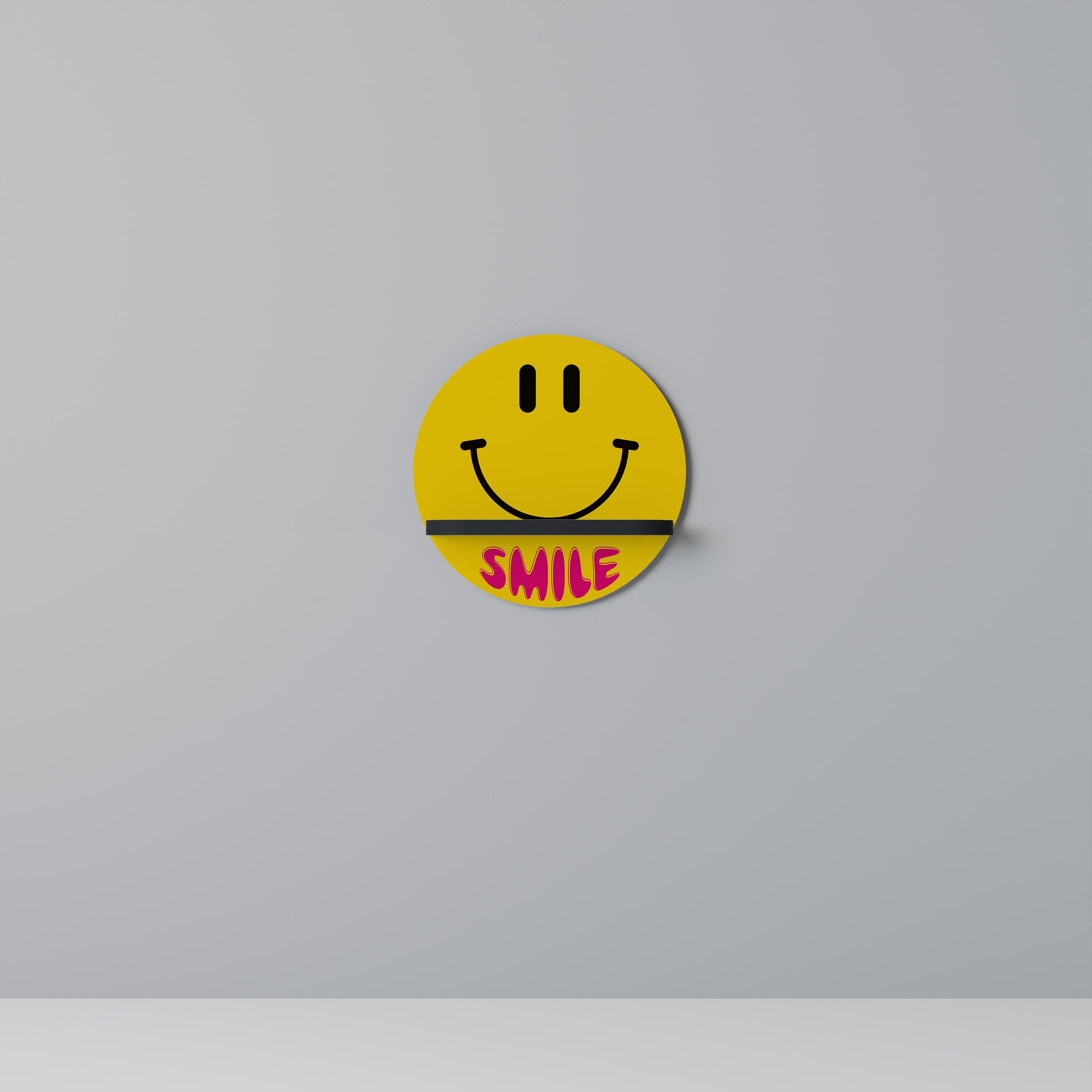 Estantería de arte redonda con acabado negro KEEP SMILING