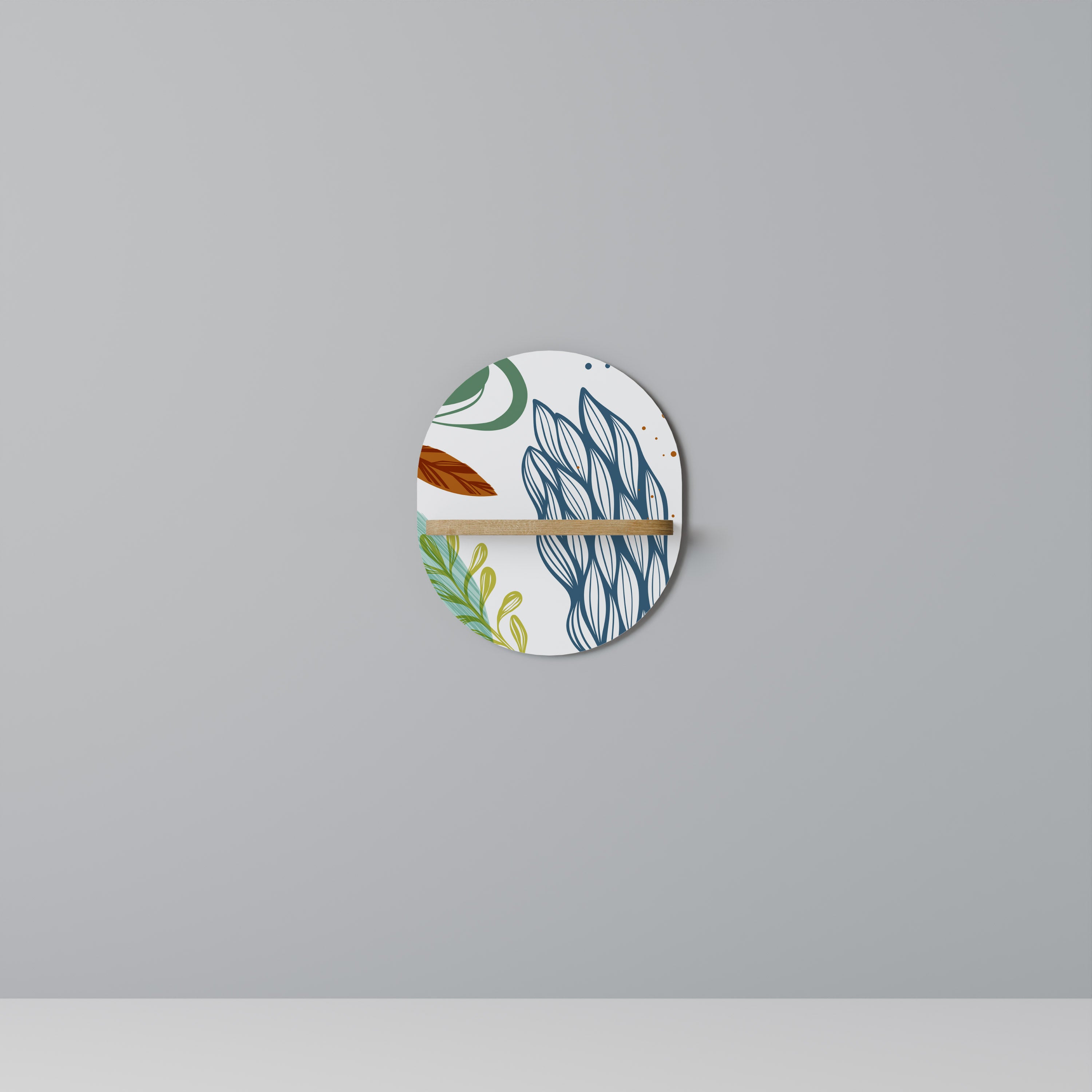 HURACÁN BOTÁNICO Estantería de arte ovalada con efecto roble