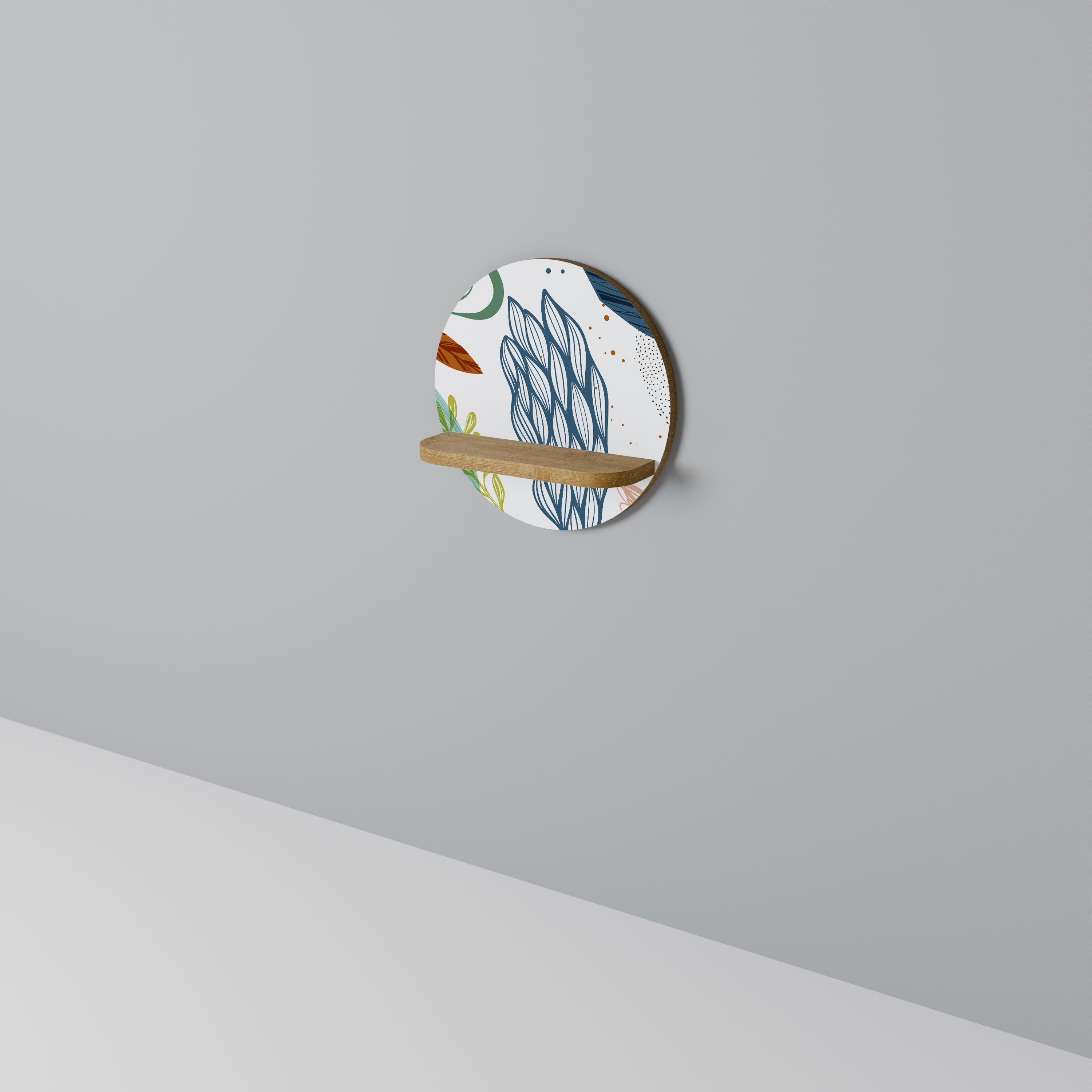 Estantería de arte redonda con efecto roble Botánico Hurricane