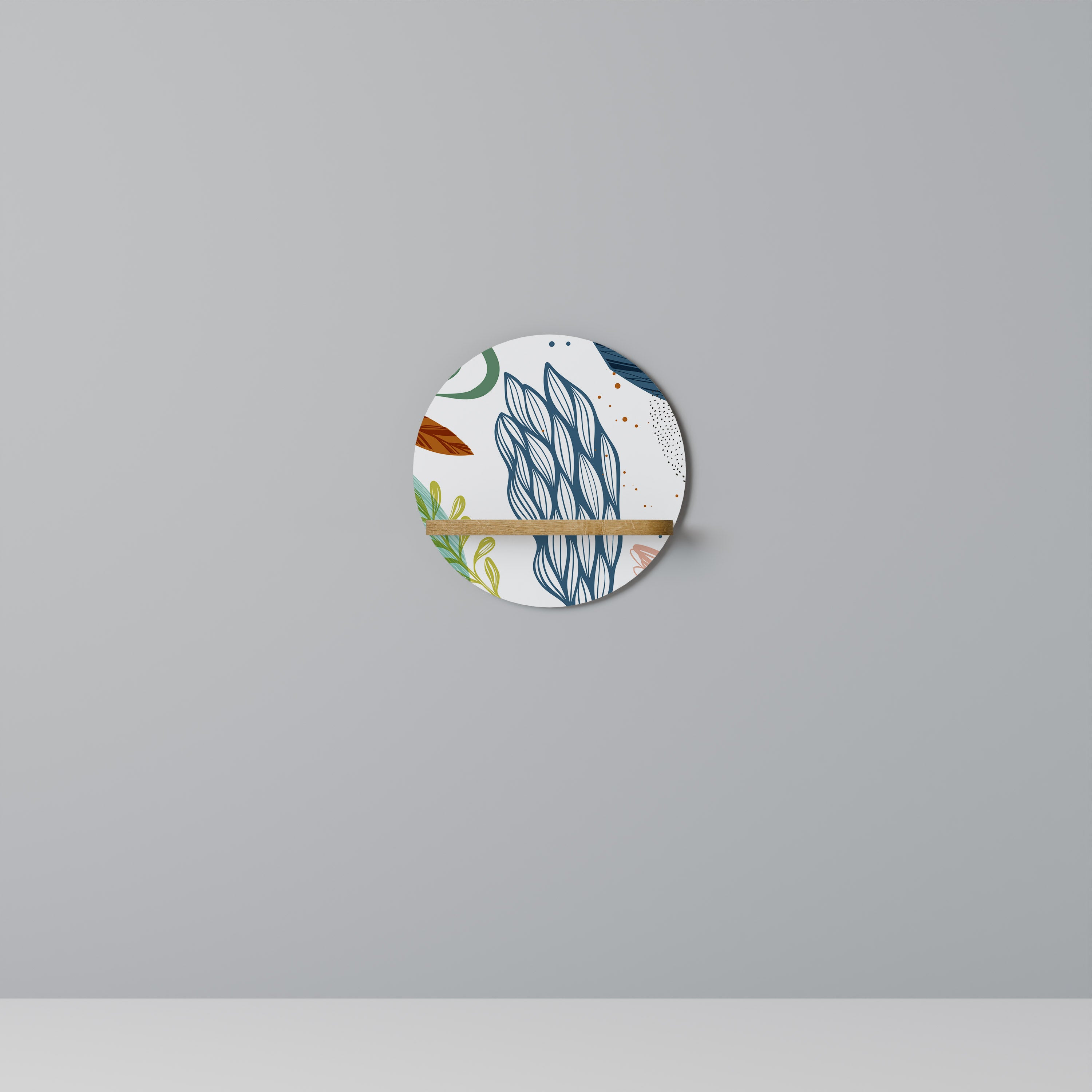 Estantería de arte redonda con efecto roble Botánico Hurricane