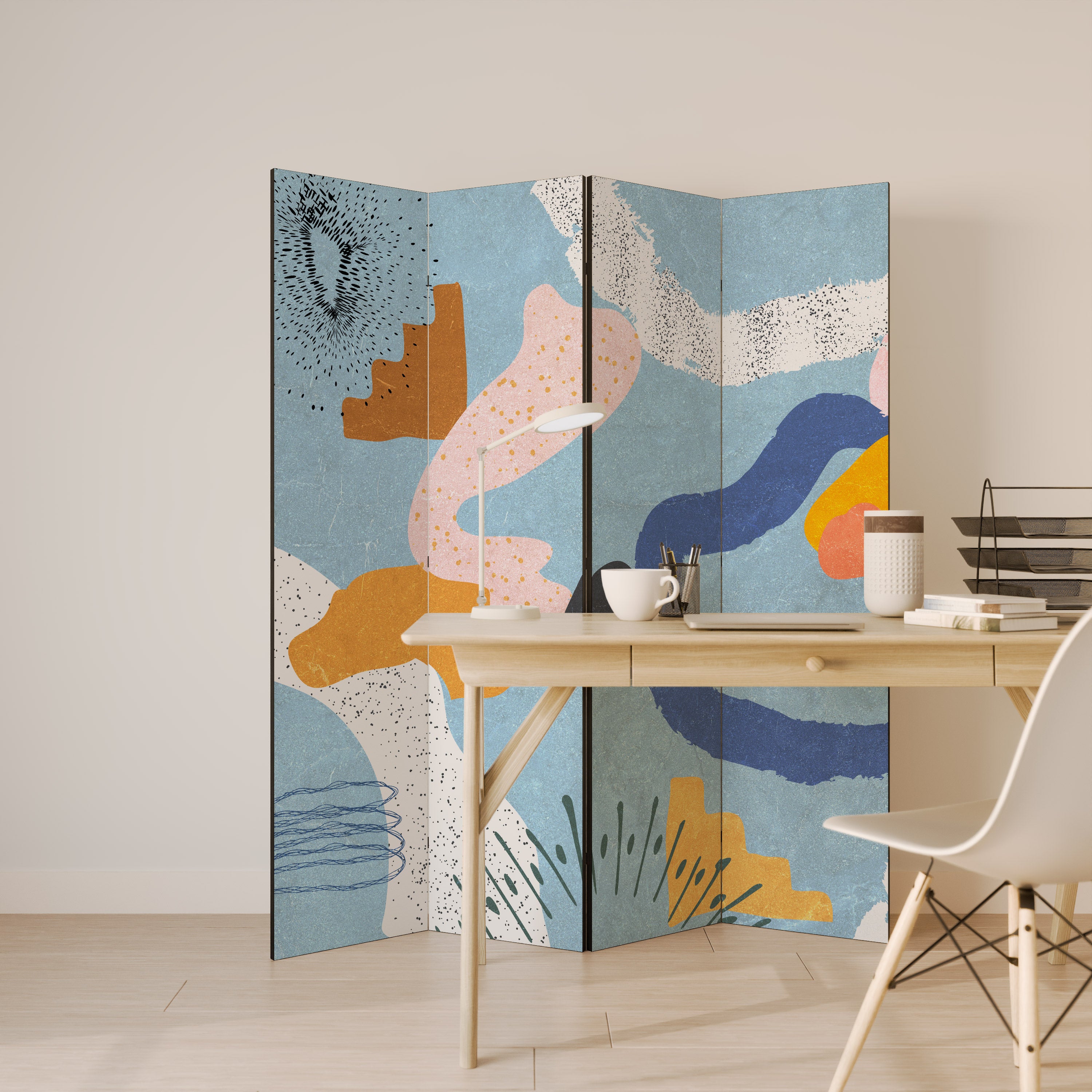 DREAMY SWIRLS Decorative 4-Panel Room Divider