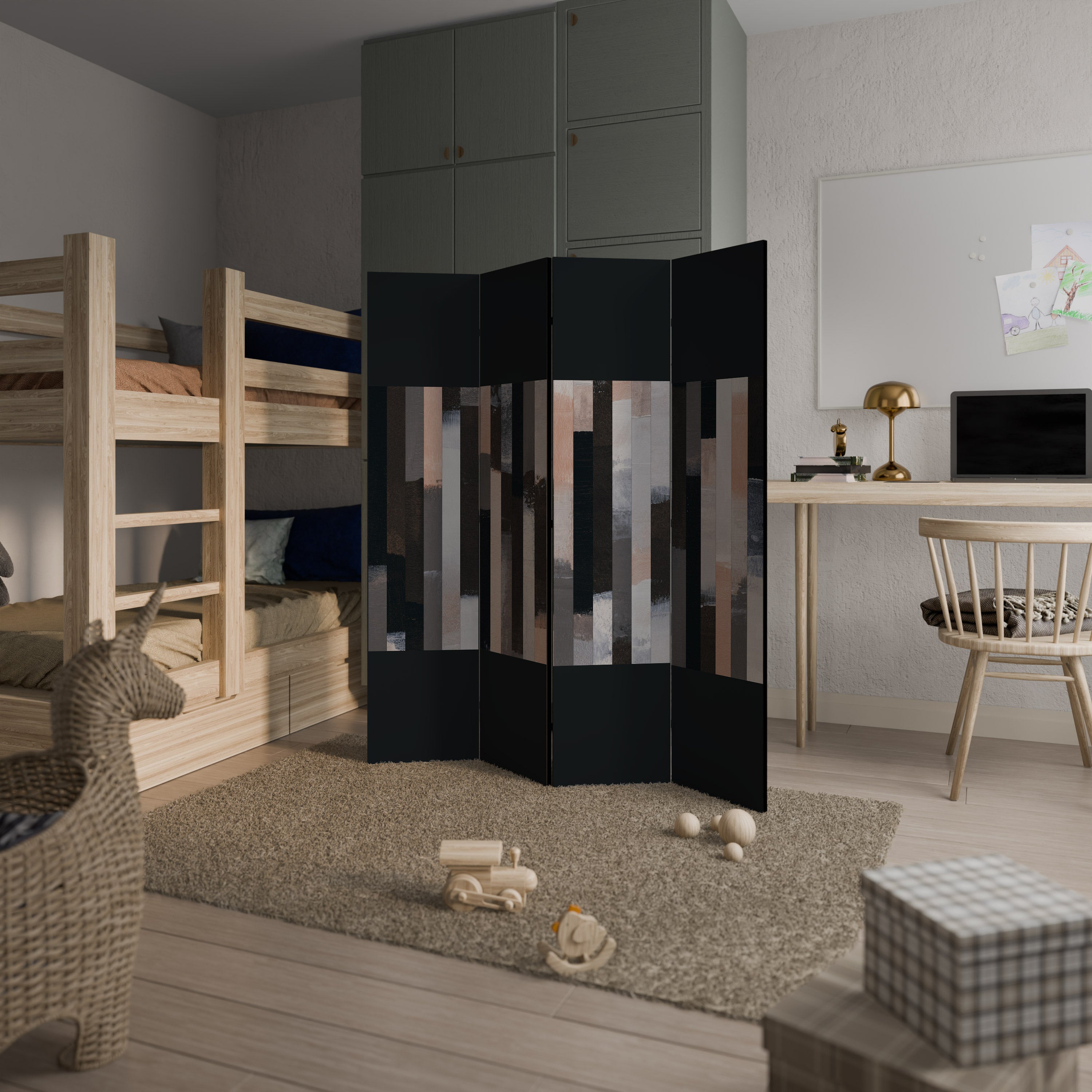 COLLAGE OF RECTANGLES Decorative 4-Panel Room Divider