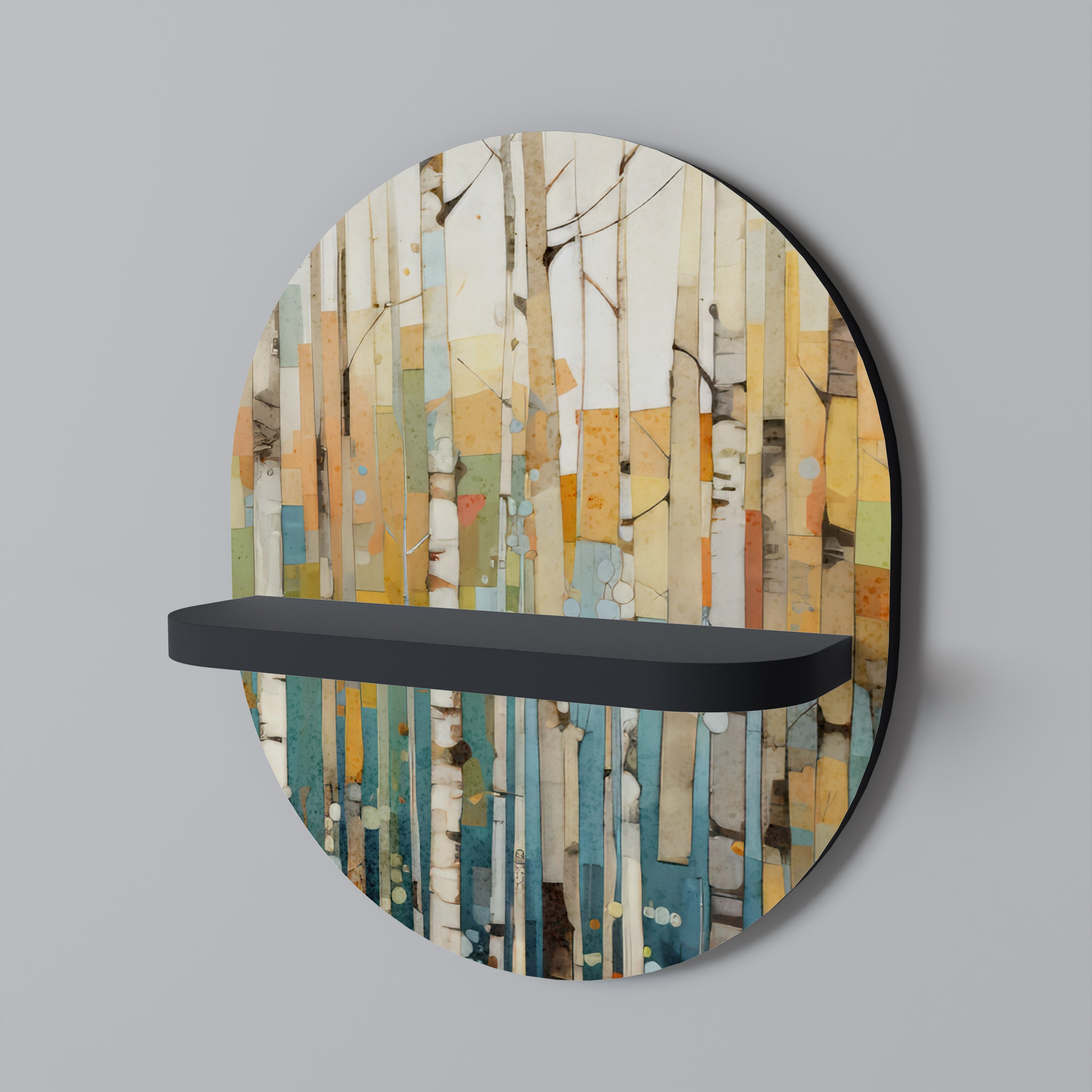 Estantería de arte ovalada BIRCH KALEIDOSCOPE con acabado negro