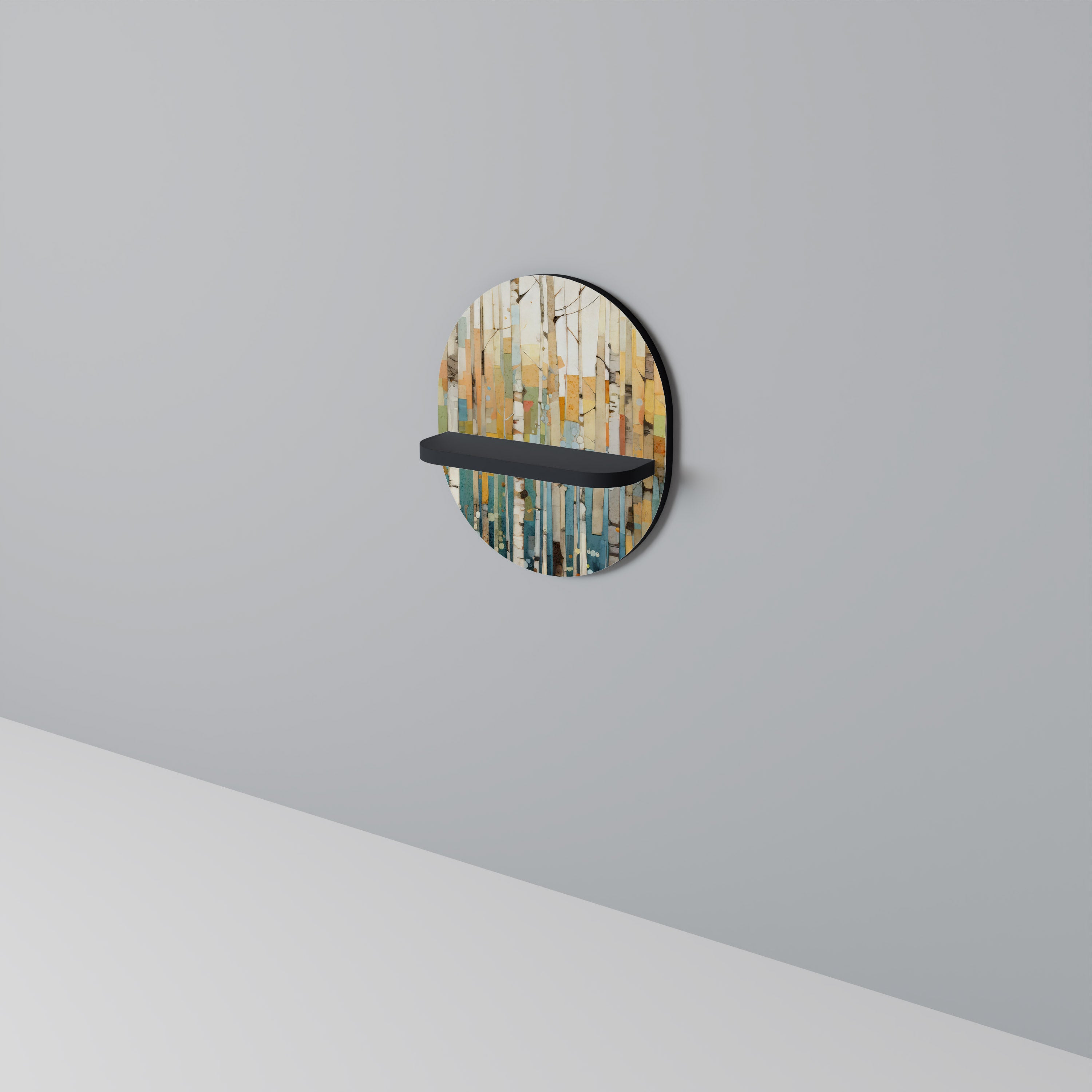 Estantería de arte ovalada BIRCH KALEIDOSCOPE con acabado negro