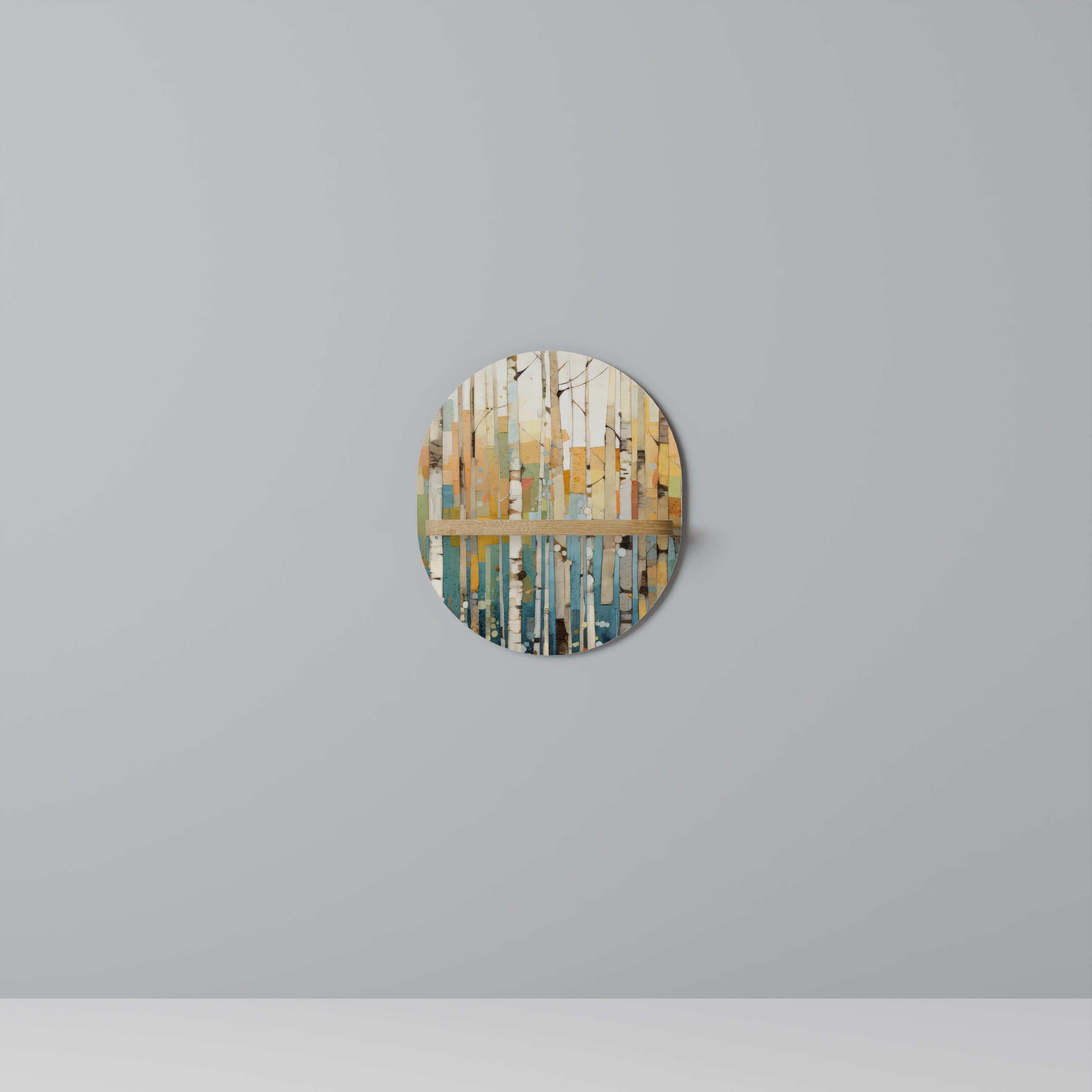 Estantería de arte ovalada BIRCH KALEIDOSCOPE con efecto roble