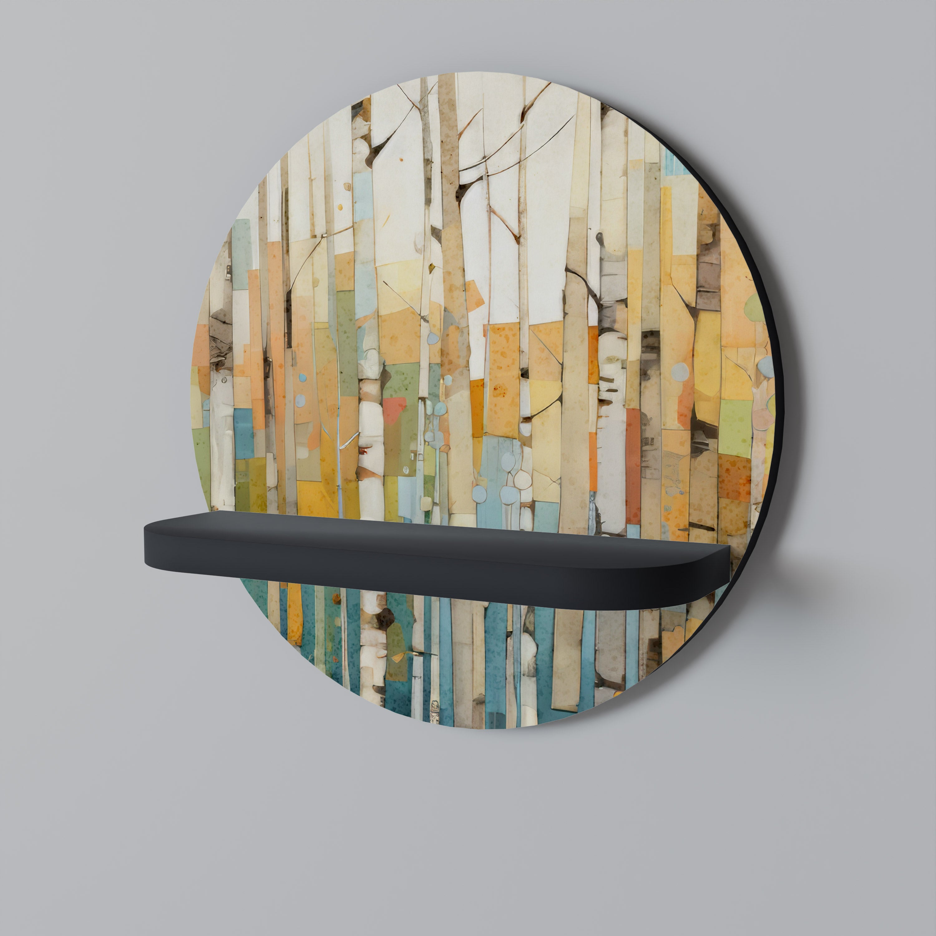 Estantería de arte redonda BIRCH KALEIDOSCOPE con acabado negro
