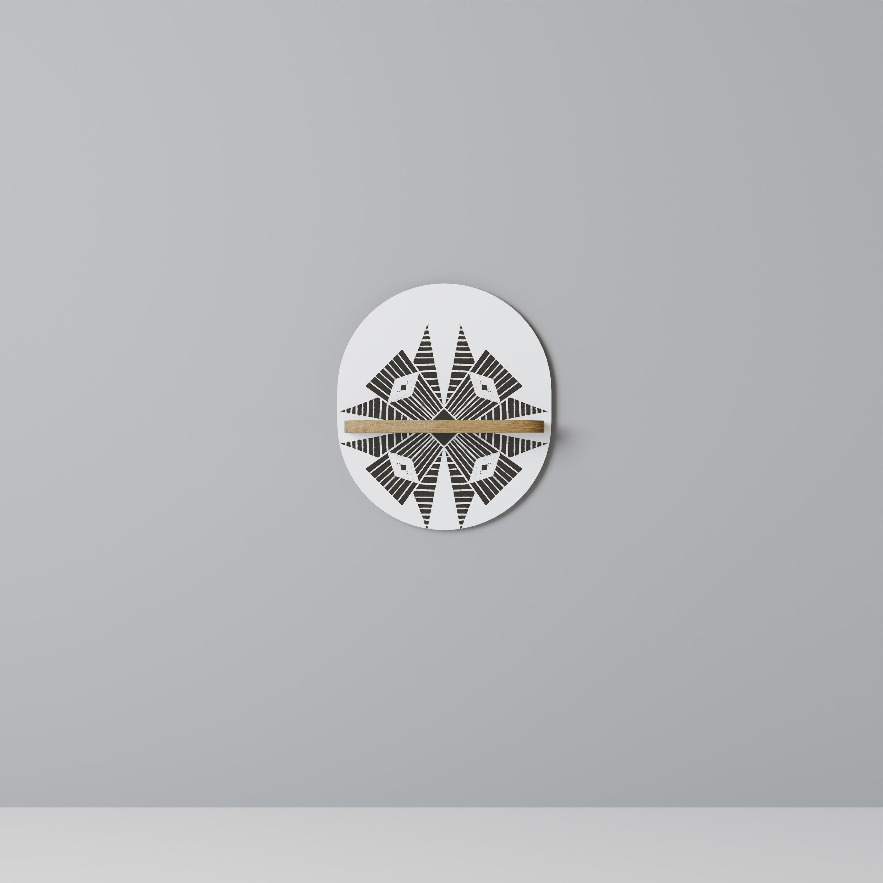 Estantería de arte ovalada MONOCROMÁTICA NEXUS con efecto roble