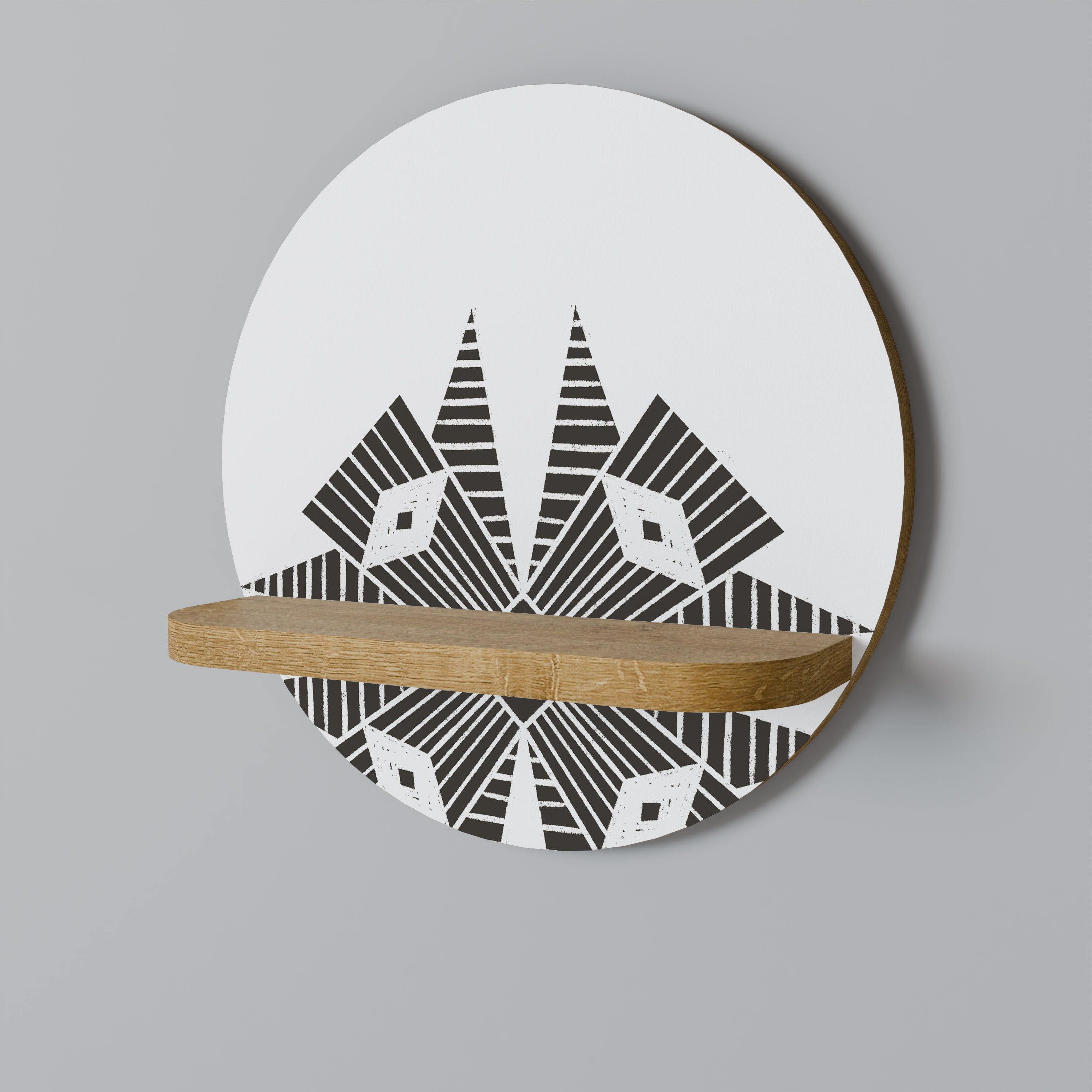 Estantería artística redonda MONOCROMÁTICA NEXUS con efecto roble