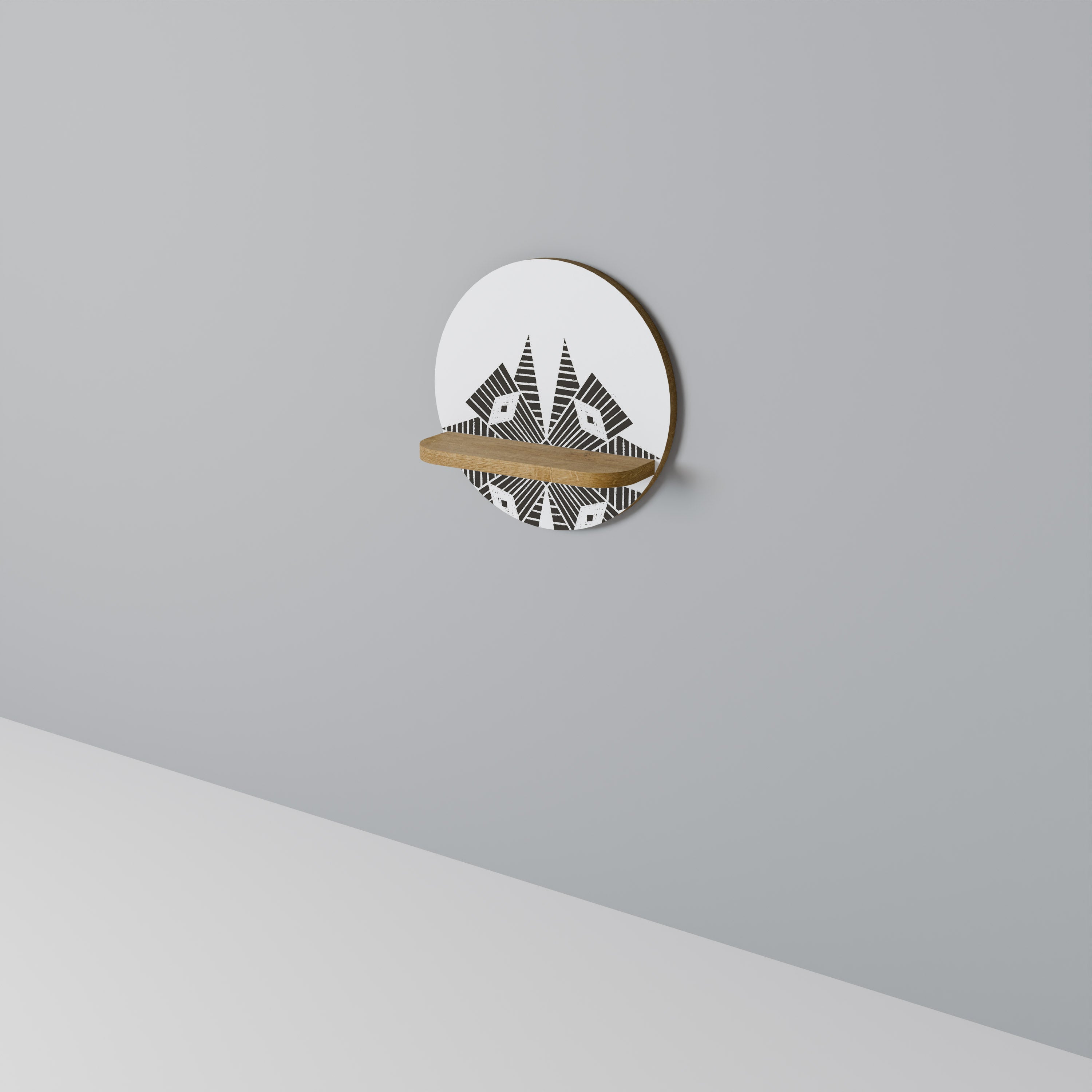 Estantería artística redonda MONOCROMÁTICA NEXUS con efecto roble